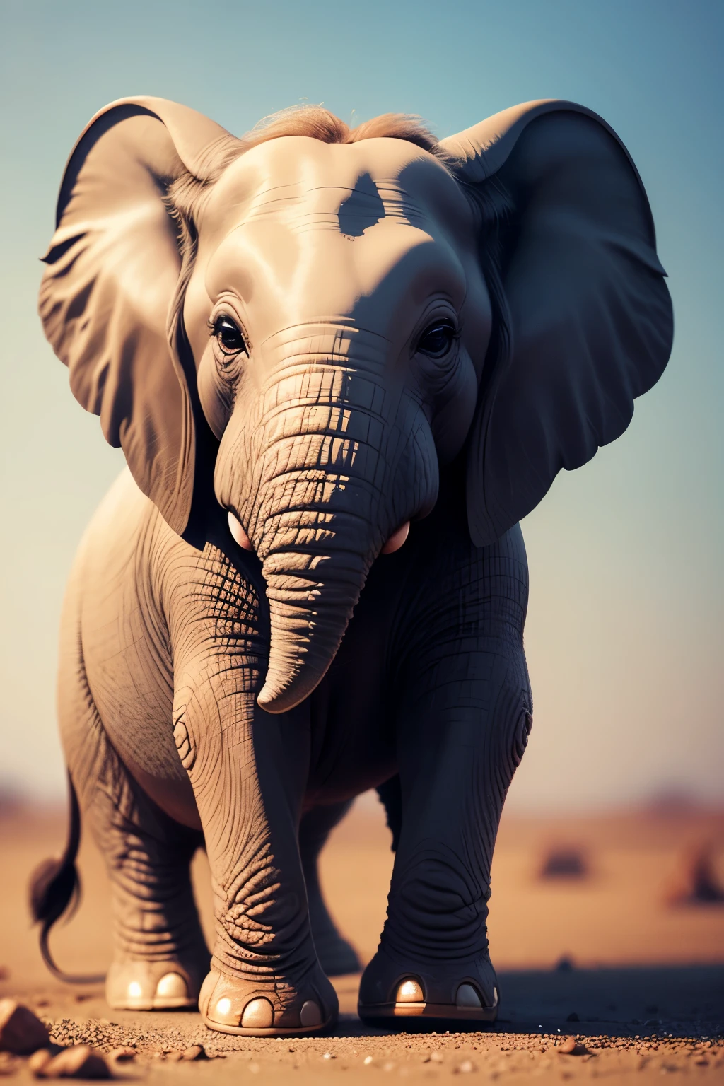 small elephant, ultra detailed, high quality, 8k resolution, zoom out, full body
