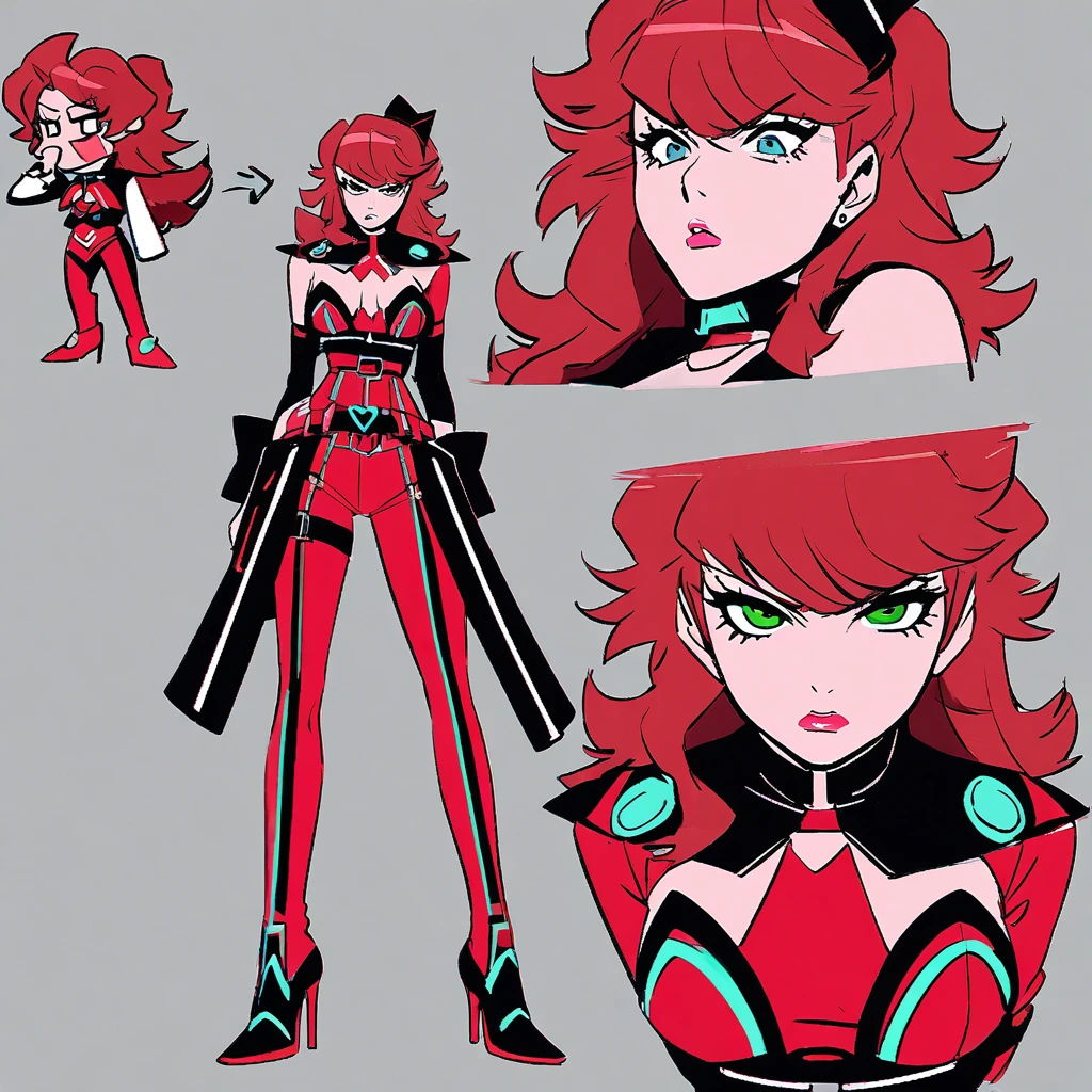 (Sandra Bernhard(age 25)sassy, obnoxious) Sandra is a sassy red dominatrix in the movie Tron, red high lights, punishing blue and green women, full body