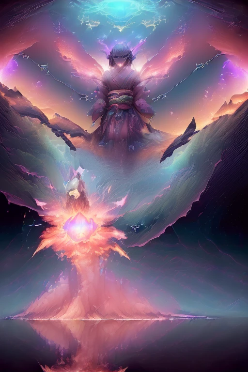 1 girl, magical_girl, HDR,UHD,8K, masterpiece, best quality, Highly detailed, sharp focus, physically-based rendering, extreme detail description, Professional, Vivid Colors, Volumetric Lighting controls fire, flying pose, mystical haze, (((by alan kenny, by agnes cecile ))),((proper clothes uhd, 8k, ), (break) (Dream world: 1.7), (Fantastical elements: 1.4), (Abstract landscape: 1.6), (Ethereal atmosphere: 1.2), (Surreal scenery: 1.9), (Imagination-driven: 1.5), (Mystical ambience: 1.7), (Colorful surrealism: 1.3), (Dreamlike environment: 1.6), (Strange creatures: 1.8), (Whimsical designs: 1.5), (Unreal architecture: 1.3), (Vivid hues: 1.9), (Shifting realities: 1.6), (Lucid dream: 1.8), (Otherworldly setting: 1.2), (Vibrant visuals: 1.9), (Metaphysical anomalies: 1.7), (Altered laws of physics: 1.3), (Boundless creativity: 1.8), (Visual metaphor: 1.6), (Symbolic imagery: 1.4), (Non-linear narrative: 1.9), (Paradoxical situations: 1.6), (Dream logic: 1.8), (Dream state: 1.4),(((big galaxy in background))),(((reflection of light))),(((kimono with pink fire)))