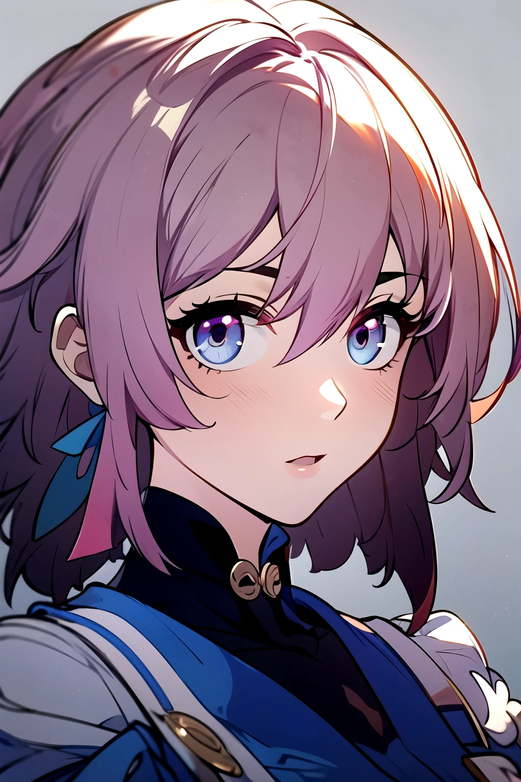 ((best quality)), ((masterpiece)), (detailed), perfect face. Asian girl. Pink hair. Blue eyes. 