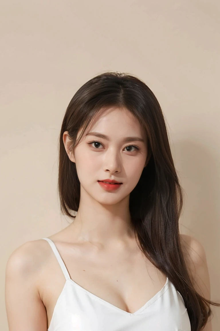 1 girl, masterpiece, highly detailed, simple wall background, (tall model body shape), beautiful face, young, athletic body, , short dress, cleavage, pantyhose