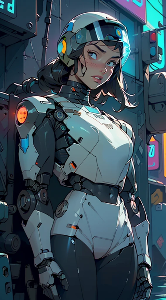 ((Robot:1.5)),Cyberpunk,1robot Mechanical,wonder,robotic presence,cybernetic robot guardian,samurai mechanical armor,((all black body robot)),futuristic,((samurai robot)),((no human:1.5)),

((black plastic metal android robot)),three meters tall,((marked metallic musculature)),((His head is smooth and adorned with RGB lights)),body is glossy black,((RGB details)),((futuristic design,cyberpunk design)),(((muscular))),hypermuscle, hyper muscles,carbon robot,((mecha robot,robot joints, joints)),armor, head-mounted display,(((robot with minimalist design))),((robotic head:1.5,robotic face:1.5,metal robot face:1.5)),

((The face is humanoid)),black metal skin,Mechanical body parts,Mechanical gears and gears, (devoid of mouth), [Meticulous, Surgical precision],bioluminic,helix portal, galactic cybernetic mask,

((exaggerated muscles,exaggerated shoulders,very muscular and huge)),man chest,((((muscular robot,tall,big biceps,metalic abs:1.5,big thighs,broad shoulders)))),

metal backpack on his back,((robotic helmet that covers his entire robot face))

(dynamic pose:1.0),solo focus,(centered,scale to fit dimensions,Rule of thirds,cowboy shot),

cyberpunk city by the ocean at night, with bright neon signs and dark stormy clouds and puddles, scenery:1.25,nighttime, starry night, cosmos,Very dark night that makes the neon lights stand out, very bright neon lights,nighttime, starry night, cosmos,

artistic photography,(photography taken by sldr),highres, sharp focus,(ultra detailed, extremely detailed), (photorealistic artwork:1.37),(extremely detailed CG unity 8k wallpaper),((synthwave background theme)),(((vibrant colors))),intricate,(intricate background),(masterpiece),(best quality),photo realistic,analog style,((intricate detail)),(((realism))),