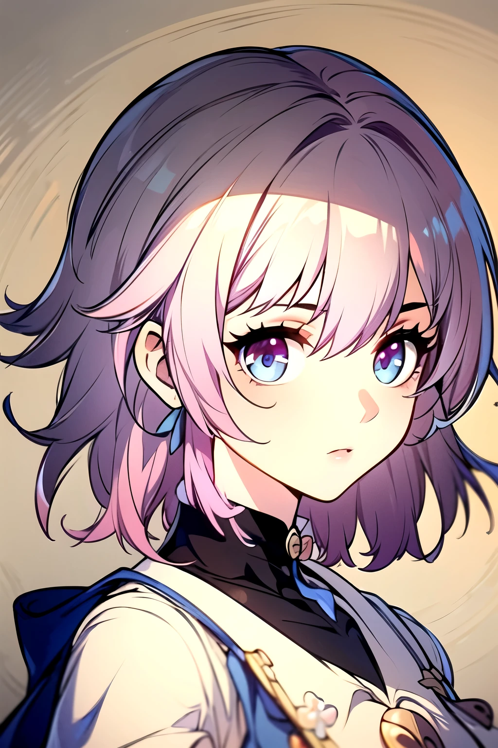 ((best quality)), ((masterpiece)), (detailed), perfect face. Asian girl. Pink hair. Blue eyes. 