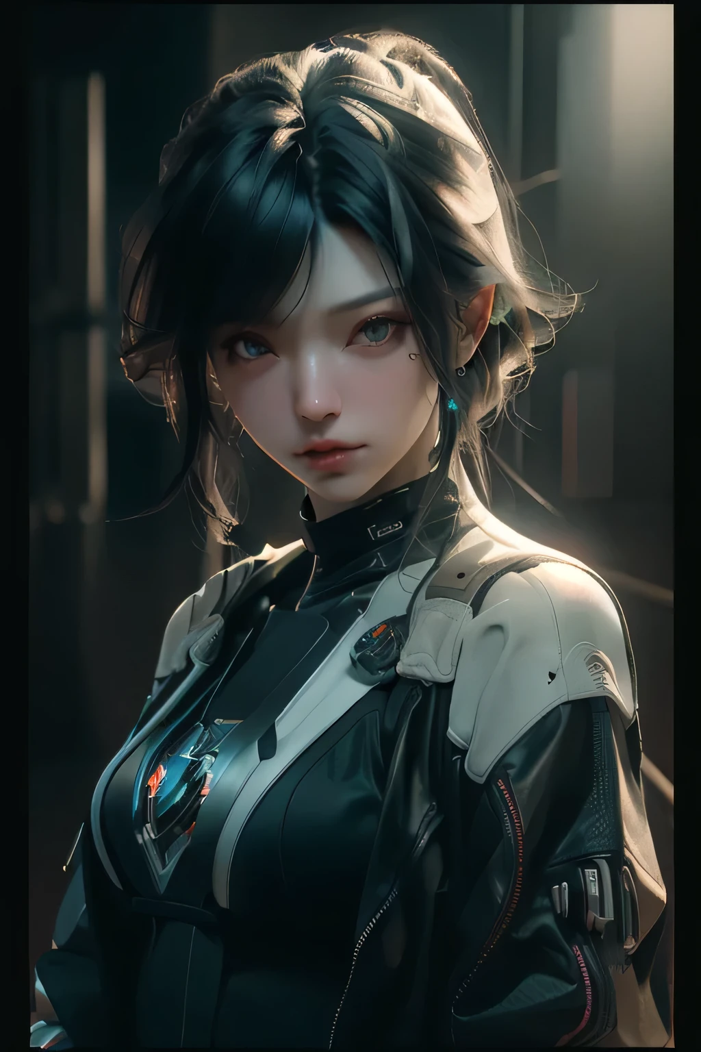 ((Best quality)), ((masterpiece)), (detailed:1.4), 3D, an image of a beautiful cyberpunk female,HDR (High Dynamic Range),Ray Tracing,NVIDIA RTX,Super-Resolution,Unreal 5,Subsurface scattering,PBR Texturing,Post-processing,Anisotropic Filtering,Depth-of-field,Maximum clarity and sharpness,Multi-layered textures,Albedo and Specular maps,Surface shading,Accurate simulation of light-material interaction,Perfect proportions,Octane Render,Two-tone lighting,Wide aperture,Low ISO,White balance,Rule of thirds,8K RAW,