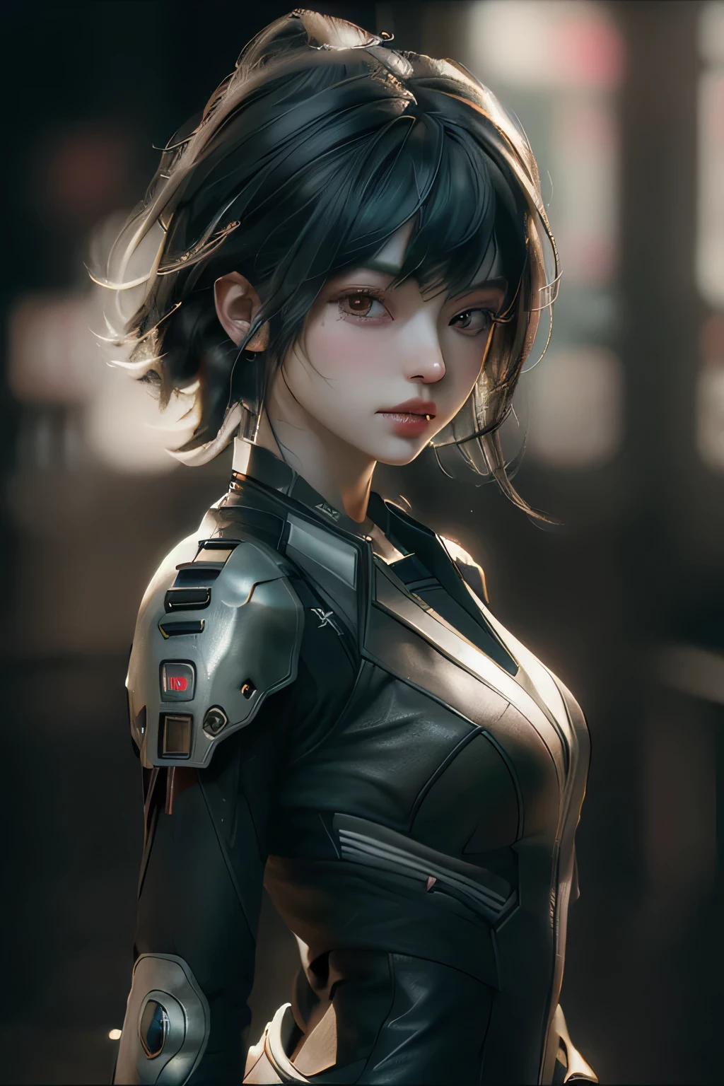 (highres:1.2),(realistic:1.37),portrait,cyberpunk USSR,beautiful girl,short hairstyle,slender,smoking,a cigarette in her mouth,smoking,futuristic,atmospheric lighting,technological background,colorful neon lights,glowing eyes,modern cityscape,urban environment,streets filled with hovercars,a retro-futuristic fashion sense,high-tech gadgets,advanced cybernetic implants,expressive facial features,deep gaze,details in her eyes,metallic accessories,sharp contrasts between light and shadow,dynamic composition,dramatic and moody atmosphere