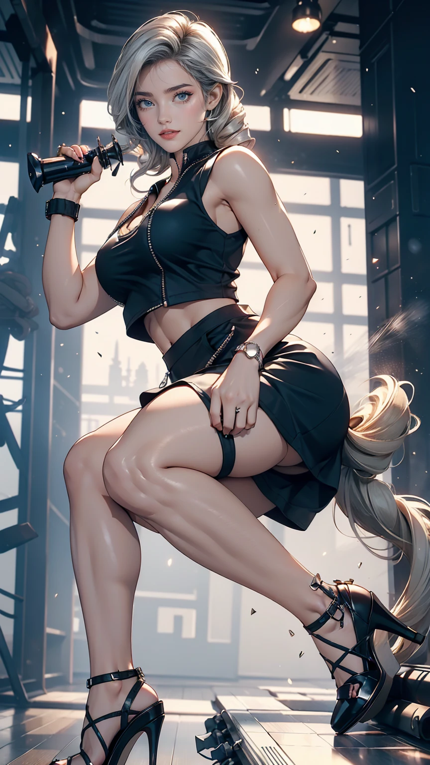 a comic strip with a bunch of girls in it, a comic book panel, inspired by Masamune Shirow, trending on pixiv, muscular female druid, highschool dxd, tifa lockhart with white hair, inside page of comic book
