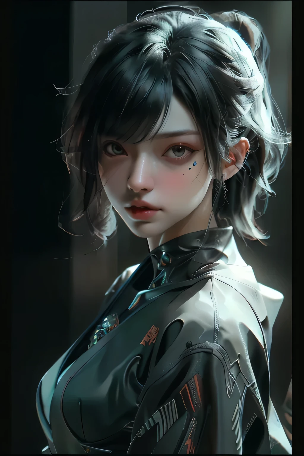 ((Best quality)), ((masterpiece)), (detailed:1.4), 3D, an image of a beautiful cyberpunk female,HDR (High Dynamic Range),Ray Tracing,NVIDIA RTX,Super-Resolution,Unreal 5,Subsurface scattering,PBR Texturing,Post-processing,Anisotropic Filtering,Depth-of-field,Maximum clarity and sharpness,Multi-layered textures,Albedo and Specular maps,Surface shading,Accurate simulation of light-material interaction,Perfect proportions,Octane Render,Two-tone lighting,Wide aperture,Low ISO,White balance,Rule of thirds,8K RAW,
