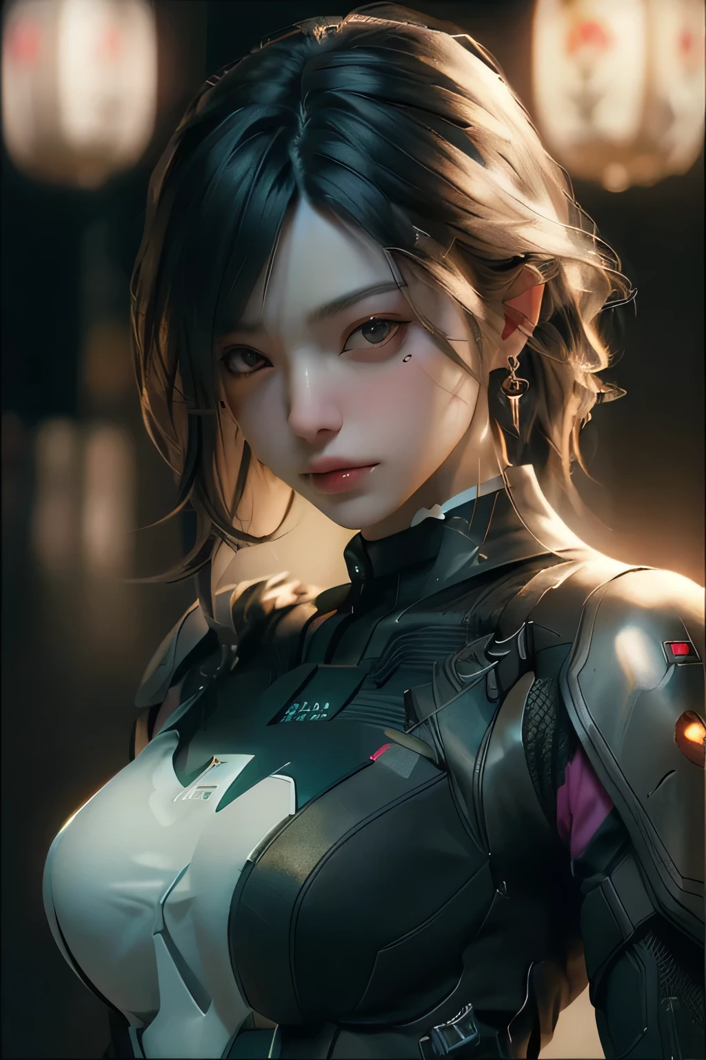 ((Best quality)), ((masterpiece)), (detailed:1.4), 3D, an image of a beautiful cyberpunk female,HDR (High Dynamic Range),Ray Tracing,NVIDIA RTX,Super-Resolution,Unreal 5,Subsurface scattering,PBR Texturing,Post-processing,Anisotropic Filtering,Depth-of-field,Maximum clarity and sharpness,Multi-layered textures,Albedo and Specular maps,Surface shading,Accurate simulation of light-material interaction,Perfect proportions,Octane Render,Two-tone lighting,Wide aperture,Low ISO,White balance,Rule of thirds,8K RAW,