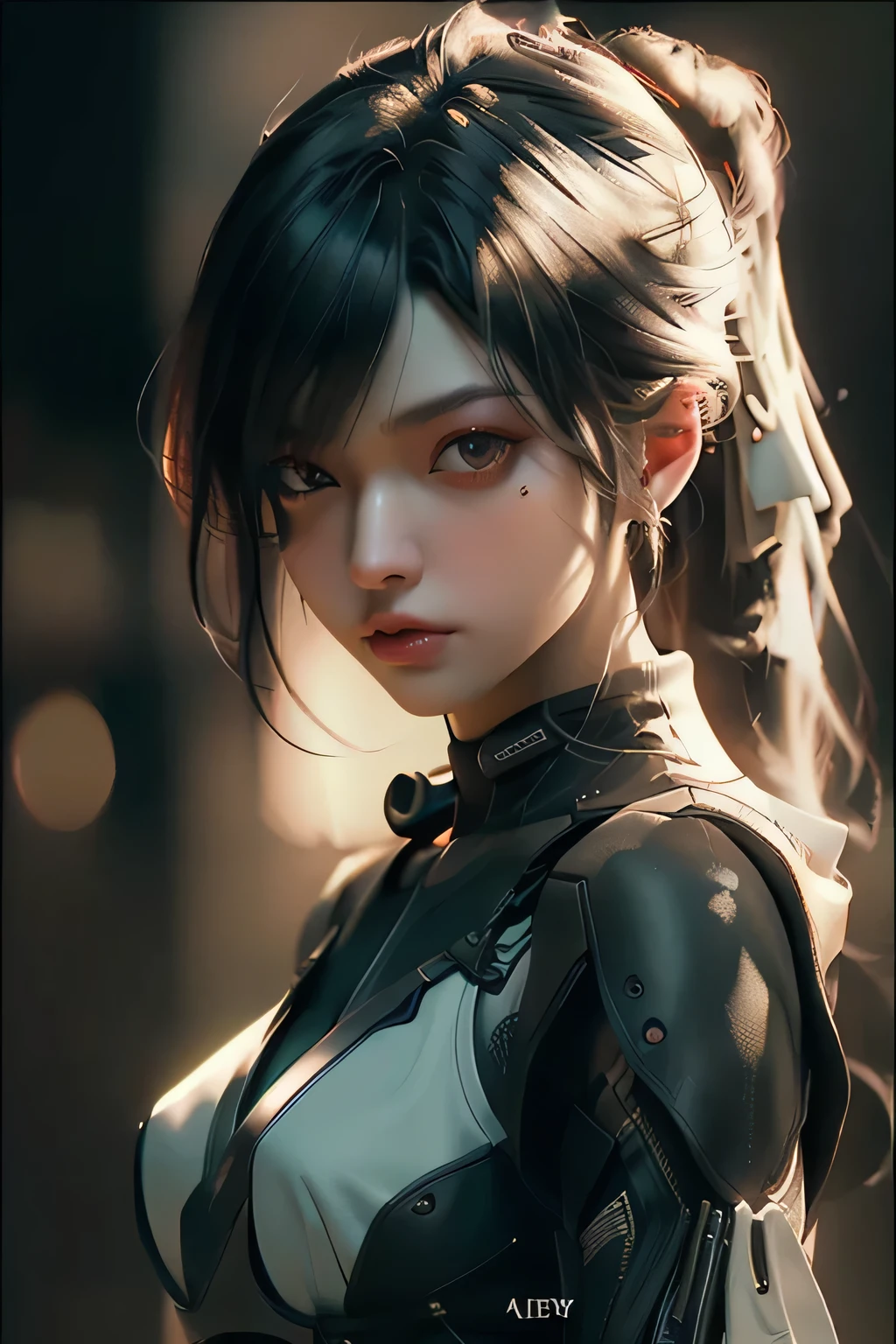 ((Best quality)), ((masterpiece)), (detailed:1.4), 3D, an image of a beautiful cyberpunk female,HDR (High Dynamic Range),Ray Tracing,NVIDIA RTX,Super-Resolution,Unreal 5,Subsurface scattering,PBR Texturing,Post-processing,Anisotropic Filtering,Depth-of-field,Maximum clarity and sharpness,Multi-layered textures,Albedo and Specular maps,Surface shading,Accurate simulation of light-material interaction,Perfect proportions,Octane Render,Two-tone lighting,Wide aperture,Low ISO,White balance,Rule of thirds,8K RAW,