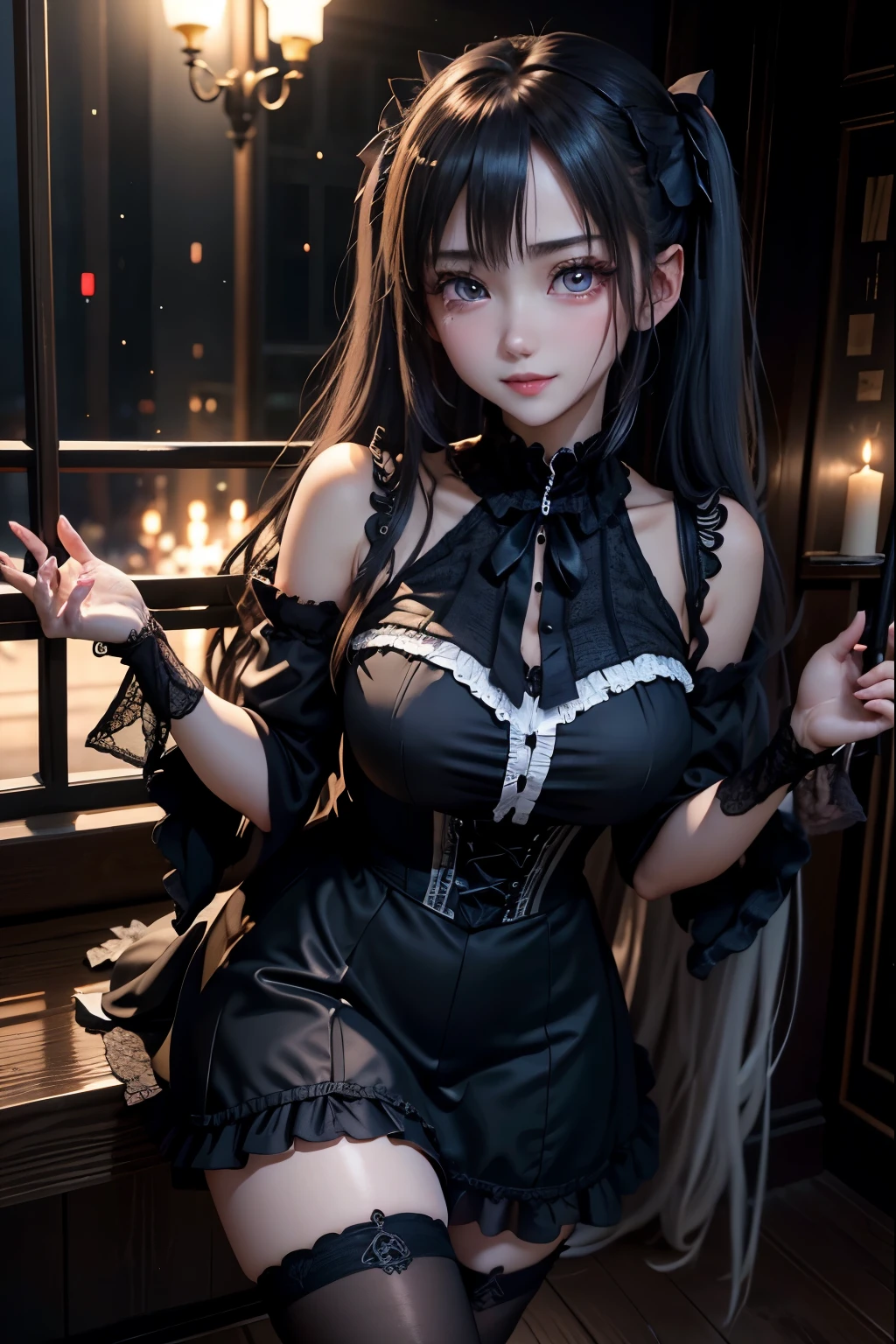 ハードDark Gothicメイク、Deep Night Sky、Horror、Black dark eyeshadow、cry、sad、Good skin radiance、Dark Gothicメイク、Dark smile、palace、The beauty of fragrance、24-years-old、Expressions of intense sexual pleasure、Embarrassed look、Dark Gothic、Obscene language、highest quality、Drunk face、紫のMaid clothes、Mysterious、Noble、sexy、Loving smile、Twin tail hair、Right blue eye, Left eye is red、Platform Heel Shoes、Heavy makeup、Gothic Lolita Clothing、A little slimmer、Silver Hair、Long Hair Straight Hair、Cute Gothic Lolita Dress、Beautiful Face、elegant features、Fascinating face、Stained glassが背景、Chest glistening with sweat、The room is dark、gothic long dress、Bell Sleeves、Wizard Sleeve、Decadent look、Sexually excited expression、Glossy thighs wet with water、Thighs that are wet and shiny with oil、Background of a room full of roses、sad表情、The embroidery is pink、The dress has pink embroidery、Thigh-high socks、Knee-high socks、Gentle expression、Dark black eyeshadow、Stained glassと薔薇背景、Female Duo、Female couple、dark church background、Stained glass、Black metal world、Dark Castle、Dark Room、Slender body、upright、walk、Are standing、gothic long dresaid clothes、Victorian dresses、Her thighs glisten with sweat、My body is wet and shiny、Lots of glitter on the thighs、sweating、My thighs are sticky from sweating、Sweat glistens on the thighs, The whole body is sweaty and shiny、Quite sweaty、My thighs are sweaty、My thighs are so wet、My thighs are shining with sweat、A lot of sweat glistens all over the body、The thighs are the best、Small breasts、Playing guitar、Singing while playing the guitar、les paul guitar、Holding a guitar、Playing in a band、Playing guitar chords、Practicing guitar、Sing a song、Embodying the guitar、Decorate your guitar、An enthusiastic live music venue、Splendid stage、Dynamic Angle、レスポールHolding a guitar、