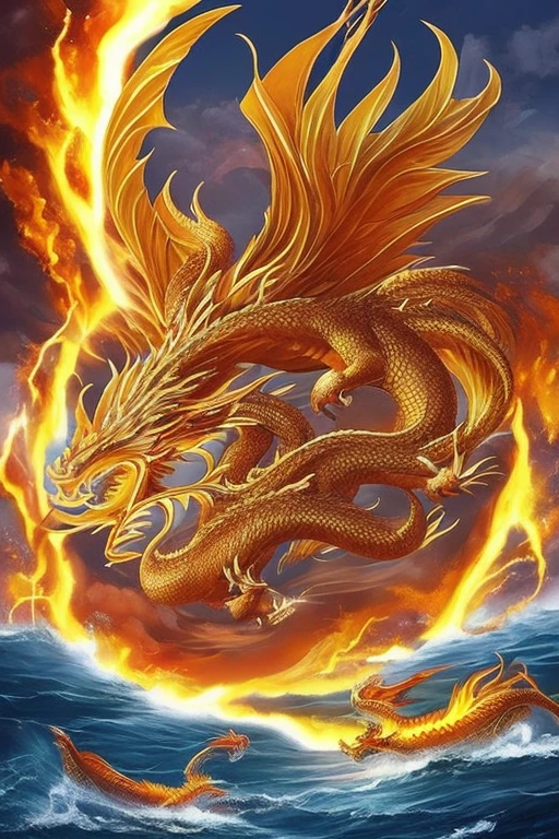 So sublime and divine々A beautiful golden dragon floats in the center of the screen, glaring at the camera.。金色のThe dragon is幸せをもたらす神なのでとても有難い存在である。The surrounding area is a canyon where no one can get close, and lightning is flashing in the background.、The sun is shining brightly。The dragon is、I want a realistic image。