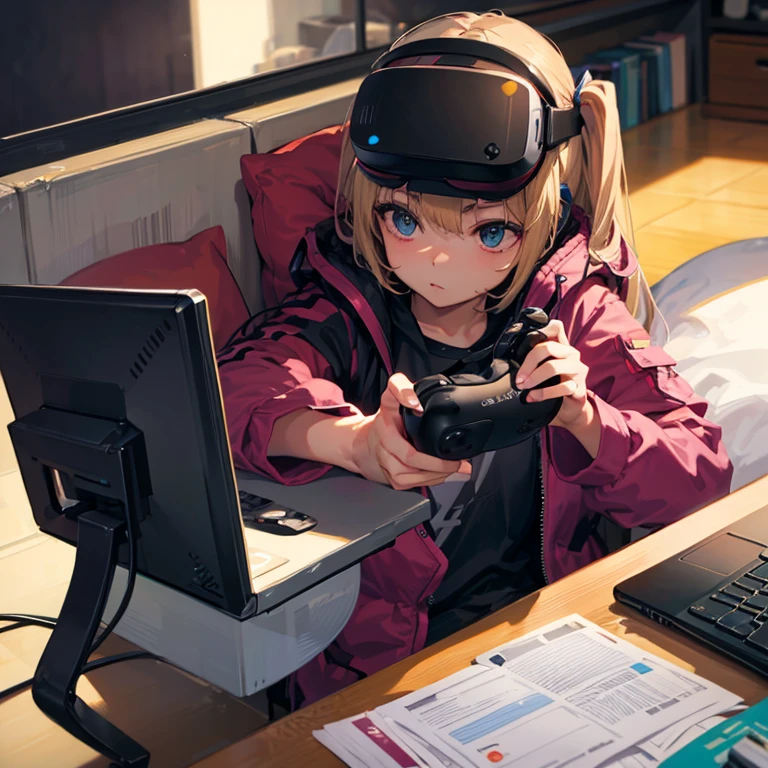 Gamer playing with a VR headset