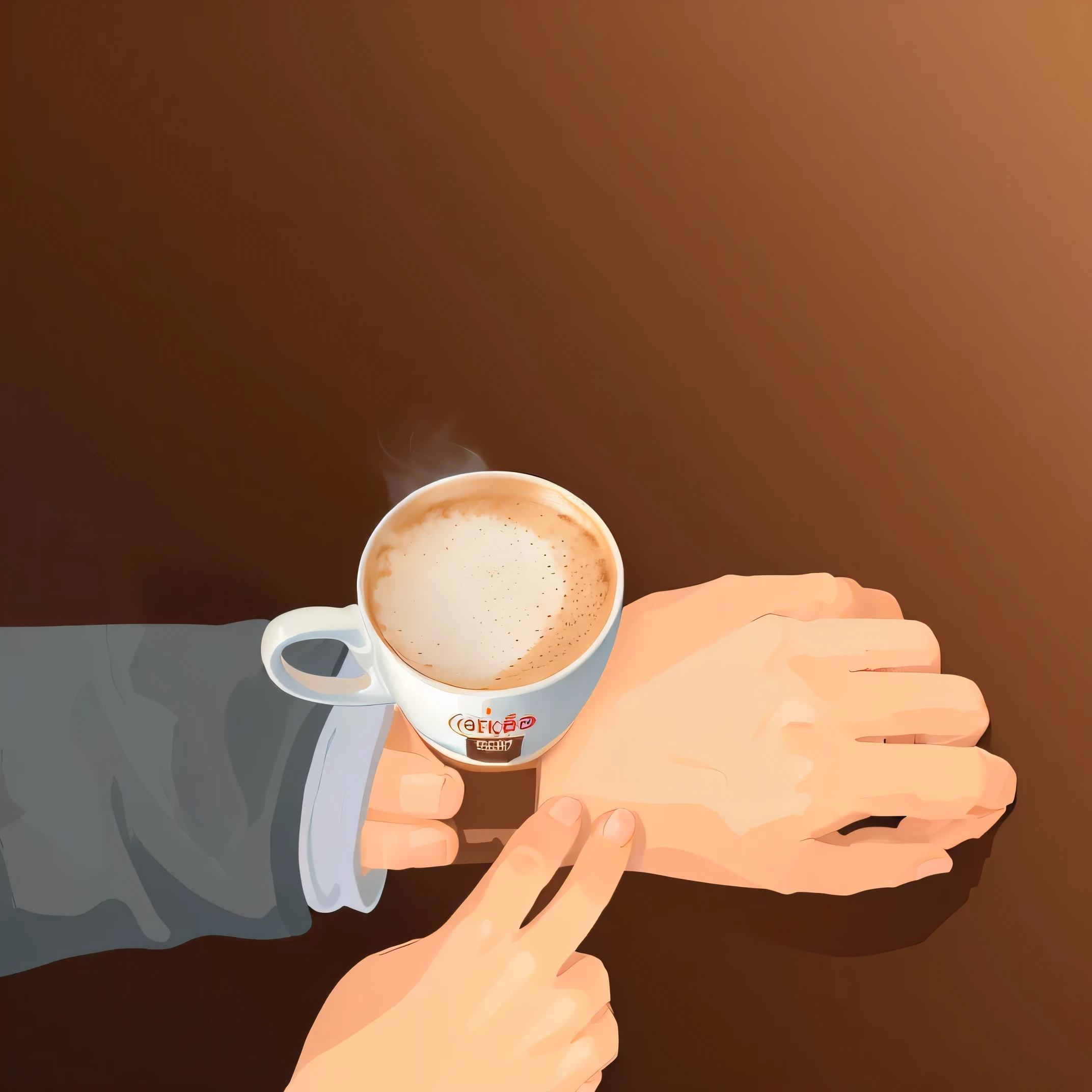 someone is holding a cup of coffee and touching the wrist of another person, drinking a cup of coffee, hot coffee, drinking a coffee, cup of coffee, drinking coffee, with a white mug, with a cup of hot chocolate, detailed illustration, coffee cup, next to a cup, holding a drink, made with illustrator, coffee smell, highly detailed illustration.” make the cup coffee to cartoon, make the cup coffee to vector