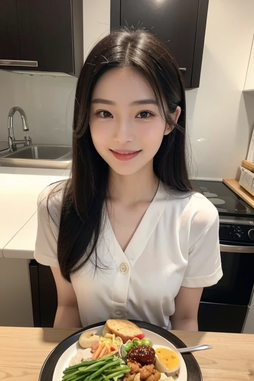 Create for me a character, youthful, suitable for food introduction work, Asian, with a beautiful smile