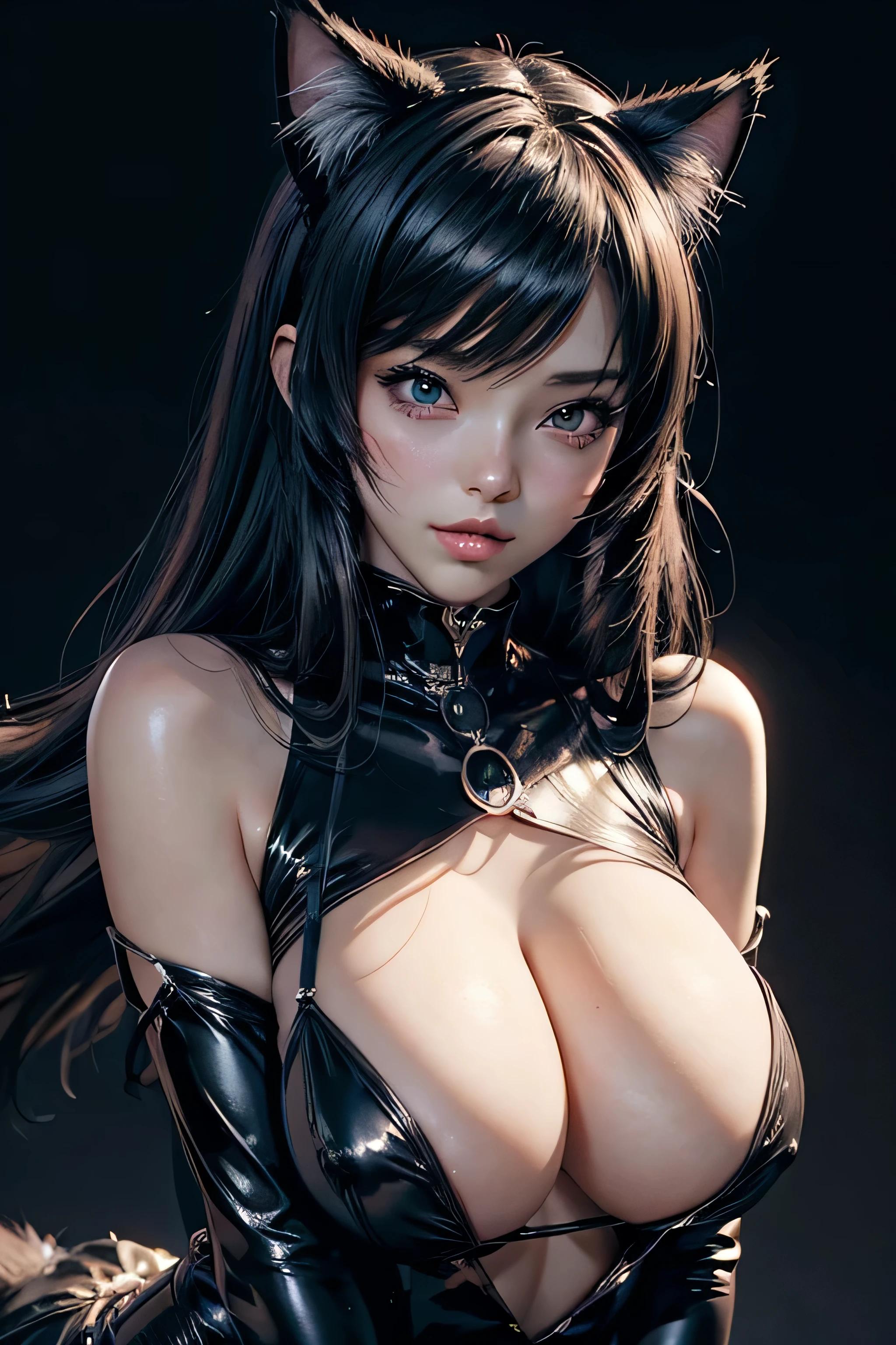 anime girl with cat ears and black lingersuit posing for a picture, seductive anime girl, hyperrealistic , beautiful alluring anime woman, 3d anime girl, attractive anime girl, seductive. highly detailed, anime highly detailed, , beautiful alluring anime , anime girl, a hyperrealistic , photorealistic anime girl render
