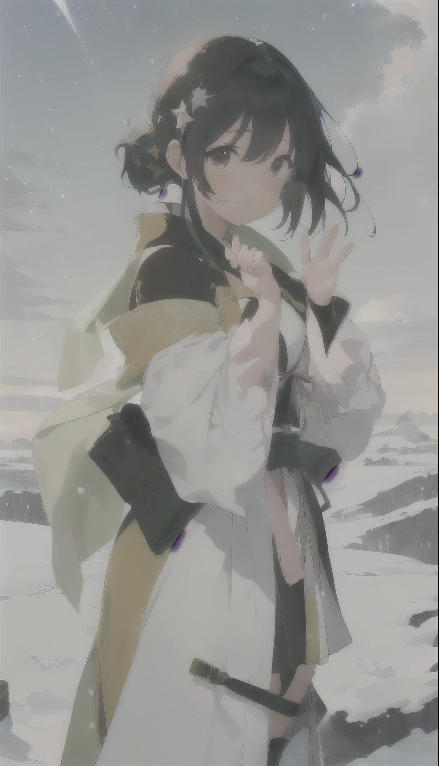 a close up of a person in a dress and boots in a snowy area, sakura haruno in slug sage mode, cotton cloud mage robes, haruno sakura, sao style anime, holding a pudica pose, waving robe movement, flowing magical robe, flowing robes, kirito, jrpg character, rin, wearing star filled mage robes, in - game footage