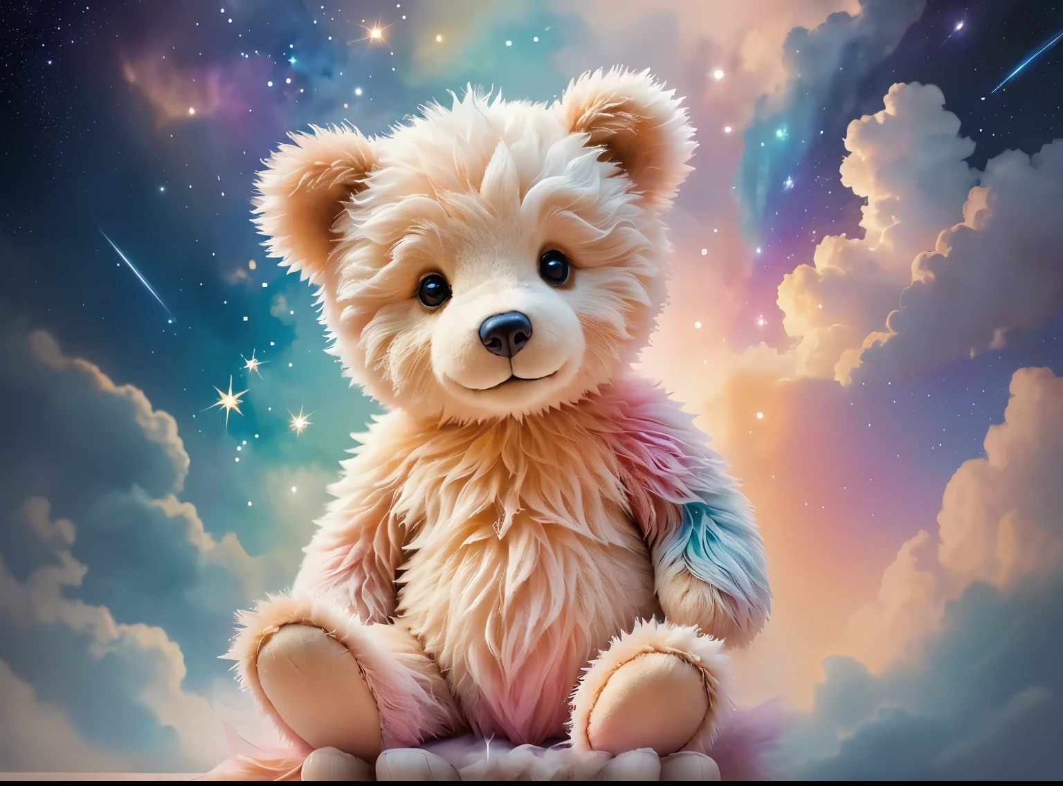 Starry Sky,Dreamy feeling,Clouds,The feeling of shining stars,Rich colors,Delicate content