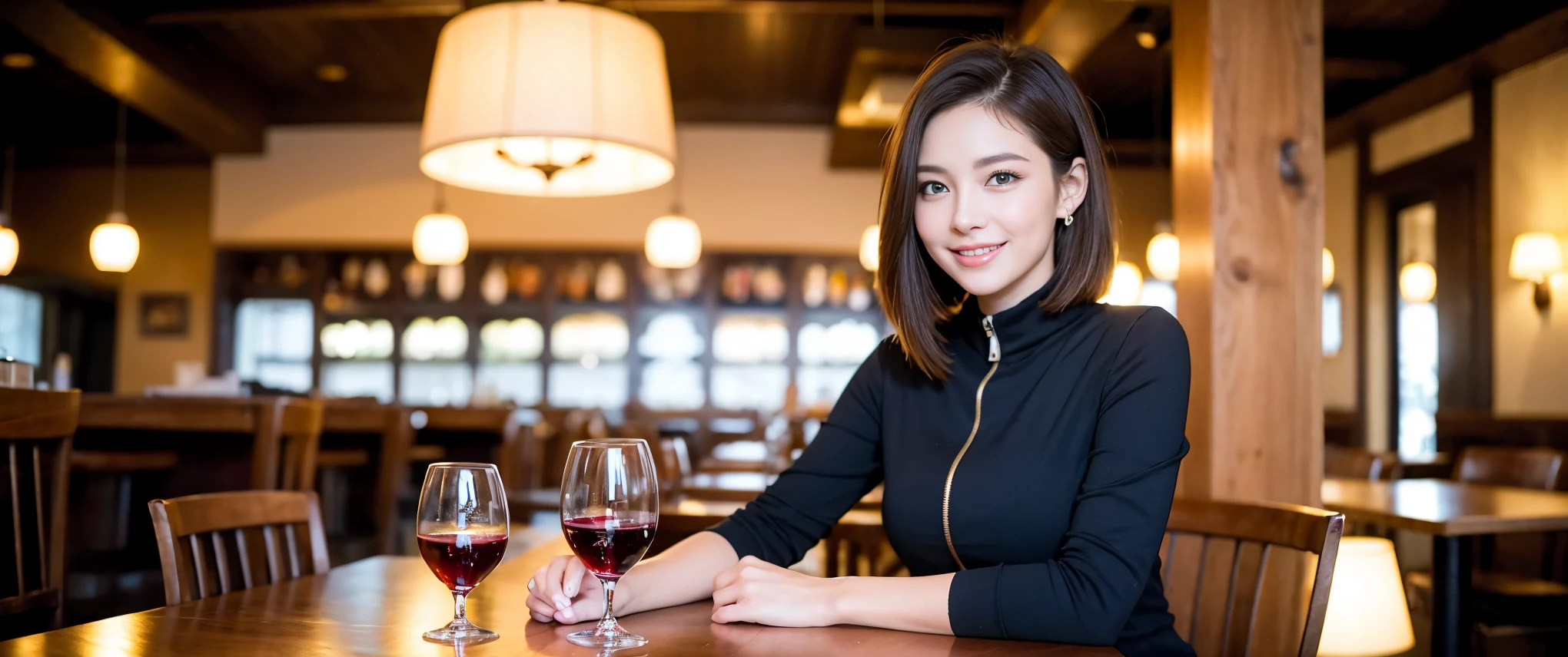 ((highest quality、8k、masterpiece:1.3))、1 male、1 female、Couple、spouse、Couple、Slim body、((Bob Hale、Straight hair:1.2)), (Realistic, Intricate details:1.2), Wine glass on the table、Shine light on your face、 Amazing view of the sunset sky and clouds、Amazing mountain views、A bright smile、The wonderfulness of smile、Bright image、The beauty of wine, Beautiful Face, blue eyes, The light shines on your face, Blushing, short hair,Bright Face、 (Age 37), 39 years old, red wine 、Appetizers、Italian food、Wine bottle、Champagne、sparkling wine、Two beauties、Brown Hair、Shortcuts、Long sleeve shirt、dress、Pretty Woman 1, (Slim face), (The body is slim), (Brown Hair), (Shortcuts), cheeks turn a little red,Attractive beauty、restaurant, In a prominent place (From the waist up) Nova Frog Style, actress, model, Upper Body, White wine, slim, wine glass, Wine glass placed in the center, smile, (smile: 1.15), Beautiful fine grain, Depth f/2,saturation, High Contrast, Strong light and shadow,Moist Body:1.5、3D texture、Delicate eyes、Brown Hair、The hair is very shiny、