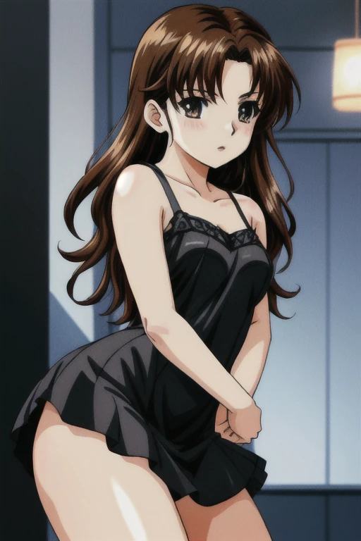 With corners、頭蓋骨が描かれたドレスを着たAnime Girls, ((Light brown hair))(Lori, gothic maiden Anime Girls, Cute anime waifu in a nice dress, Anime Moe Art Style, Anime Girls wearing a black dress, Nightcore, (Anime Girls), Anime Style 4k, Small curvaceous , High quality anime art style, Anime Girlss, demon Anime Girlss