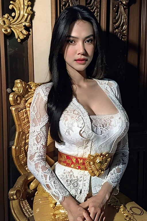 Indonesian, a queen, in a palace, Lightweight clothing, sexy, barefoot, detailed fingers, photoshoot