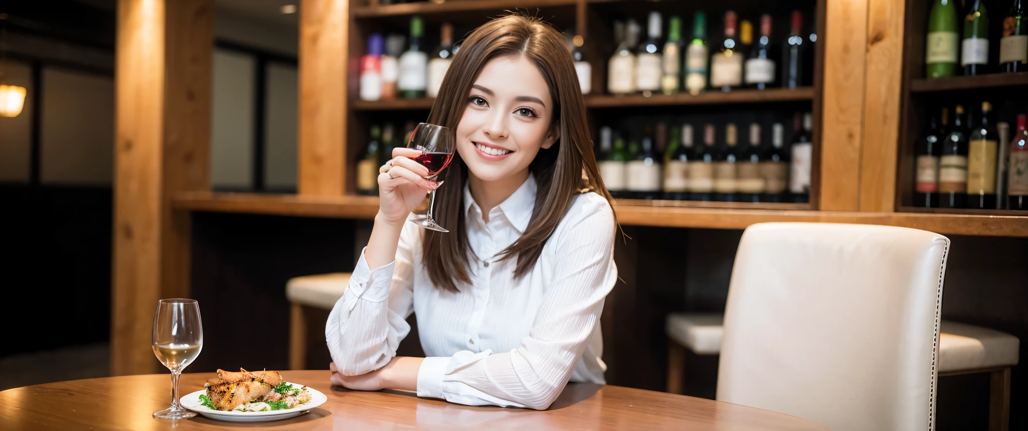 ((highest quality、8k、masterpiece:1.3))、1 male、1 female、Couple、spouse、Couple、Slim body、((Bob Hale、Straight hair:1.2)), (Realistic, Intricate details:1.2), Wine glass on the table、Shine light on your face、 Amazing view of the sunset sky and clouds、Amazing mountain views、A bright smile、The wonderfulness of smile、Bright image、The beauty of wine, Beautiful Face, blue eyes, The light shines on your face, Blushing, short hair,Bright Face、 (Age 37), 39 years old, red wine 、Appetizers、Italian food、Wine bottle、Champagne、sparkling wine、Two beauties、Brown Hair、Shortcuts、Long sleeve shirt、dress、Pretty Woman 1, (Slim face), (The body is slim), (Brown Hair), (Shortcuts), cheeks turn a little red,Attractive beauty、restaurant, In a prominent place (From the waist up) Nova Frog Style, actress, model, Upper Body, White wine, slim, wine glass, Wine glass placed in the center, smile, (smile: 1.15), Beautiful fine grain, Depth f/2,saturation, High Contrast, Strong light and shadow,Moist Body:1.5、3D texture、Delicate eyes、Brown Hair、The hair is very shiny、