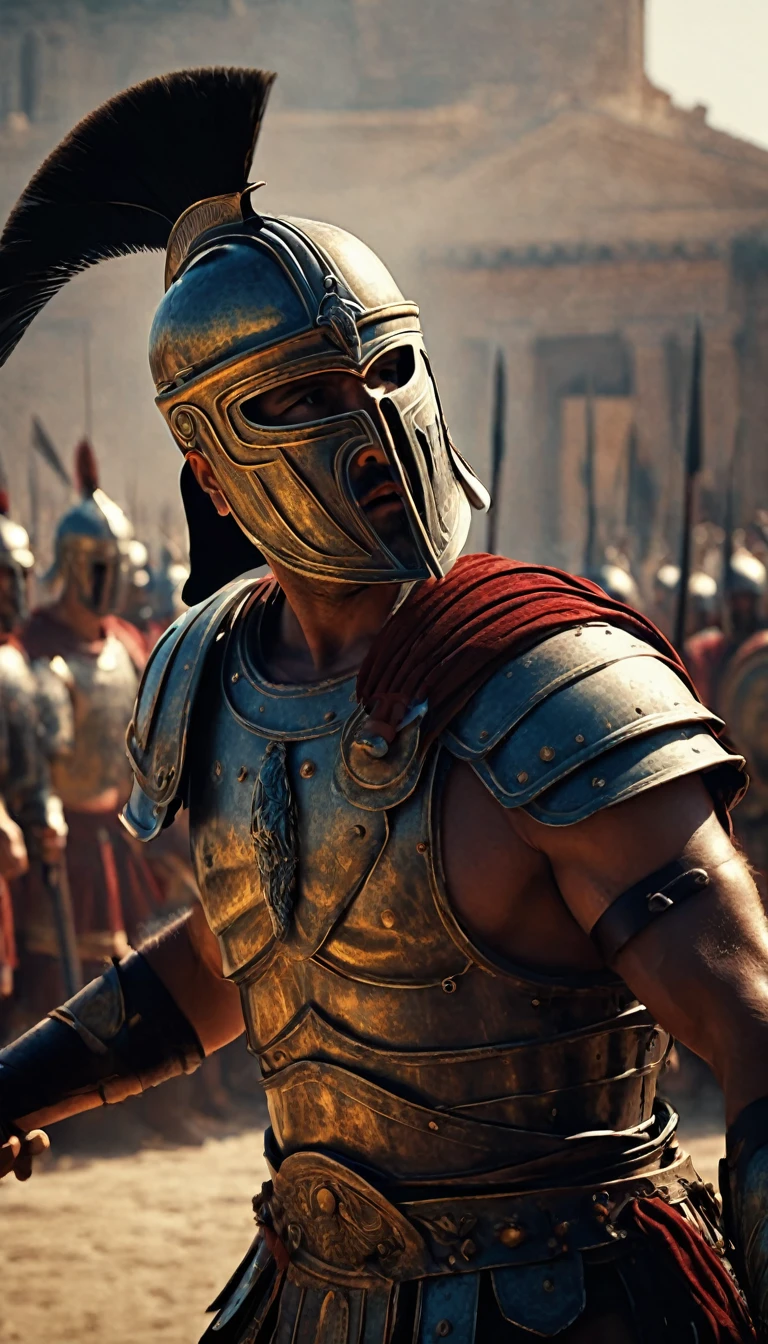 Intense gladiator duel, set in ancient Rome, historical painting, digital UHD (64k) image, cinematic film still dramatic side lighting, hdr,  shallow depth of field, vignette, highly detailed, high budget Hollywood film, cinemascope, moody, epic, gorgeous
, Highly detailed and clean, Photorealistic and cinematic masterpiece, professional photography, realistic, realism, 200k , Raytracing and light effect, digital, perfect composition, beautiful detailed intricate insanely detailed octane render trending on artstation, 8 k artistic photography, photorealistic concept art, soft natural volumetric cinematic perfect light, the morning mist shone on their bodies, award - winning photograph, masterpiece, raphael, caravaggio, greg rutkowski, beeple, beksinski, giger