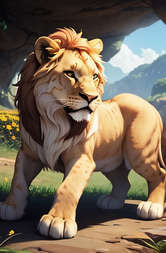 tlksimba, simba, pink, flower field, alot of flowers, flower crown , UHD, cinematic lighting, flower on head, bloom, 16k, super detail, majestic, full body, landscape, on 4 legs, looking to the sun. 01134-e0ba240086-2925794279-solo anthro male young lion cub tlksimba equine!!!!. solo anthro male young lion cub tlksimba, AS-YoungestV2, pink feline penis, tapering penis, small penis, anal penetration, smiling, happy, looking pleasured, ahegao, tongue out, paw fetish, hindpaw, pawpads, claws, chest fluff, lying on back, inside stone cave, sunlight, godrays, detailed background.