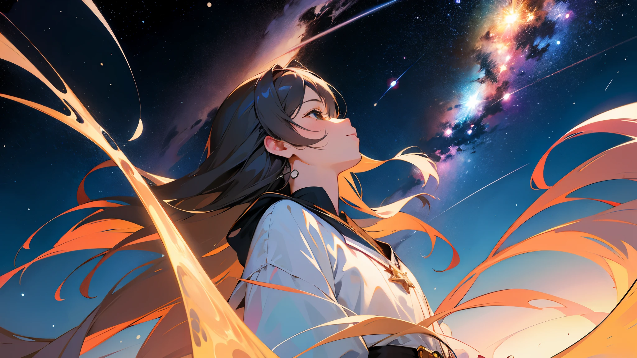 
(masterpiece、Best Quality: 1.2)、Provocative composition、Low - Angle、From below、Look Up、Cinematic Anime、universe、universe、milky way、Cosmos、惑star、star、universe飛行士、whole body、Super detailed、Beautiful Face、Fine grain、Anime clips of three girls floating in great detail、Correct Anatomy、Incredible Absades
