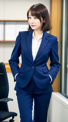 Japanese, OL, Beauty, A face like Nishino Nanase,Late 20s, In the office, Full body images, pants suit, Perfect Face
