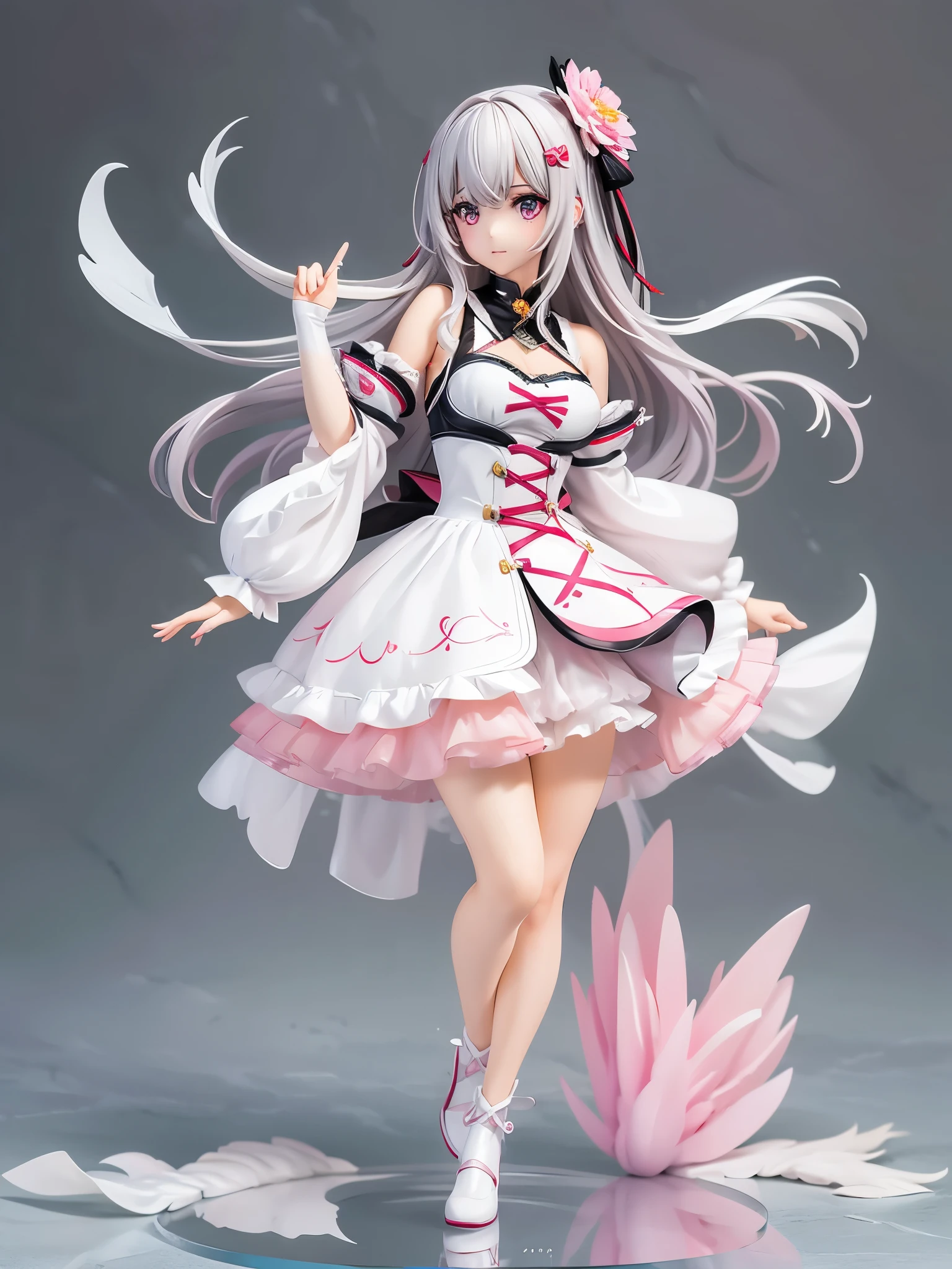 Attractive character design,Full body portrait,Harakami Impact,((teens girl)), Group of three dresses with flowers, guweiz on artstation pixiv, guweiz on pixiv artstation, pretty anime character design, detailed full-body concept, Trending on ArtStation pixiv, highly detailed character design, beautiful full-body concept art, Cute anime waifu in a nice dress, outfit design, clear outfit design、fairy dress word dress