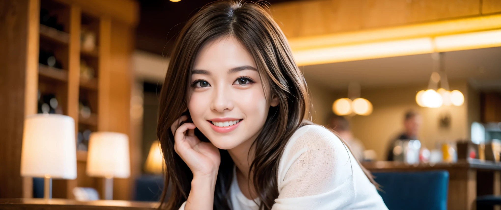 ((highest quality、8k、masterpiece:1.3))、Sharp focus:1.2、Beautiful woman perfect body:1.4、slimなボディ、((Bob Hale、Straight hair:1.2))、(to be born, highest quality, masterpiece:1.5), (Realistic, Intricate details:1.2), Wine on the table、, Put the light on your face、Amazing view of the sunset sky and clouds、Amazing mountain views、ニコニコ明るいsmile、smileの素敵な女性、Bright image、 The beauty of wine, Beautiful Face, blue eyes, The light shines on your face, Blushing, short hair,Bright Face、Fox face、 (42 years old), 39 years old, Lady、red wine 、Appetizers、Italian food、Wine bottle、Champagne、sparkling wine、Two beauties、Brown Hair、Shortcuts、Long sleeve shirt、dress、Pretty Woman 1, (slimな顔), (The body is slim), (Brown Hair), (Shortcuts), cheeks turn a little red,Attractive beauty、, Out of the window, A beautiful and detailed night view unfolds.........., restaurant, In a prominent place (From the waist up) Nova Frog Style, actress, model, Upper Body, White wine, slim, wine glass, 真ん中に置かれたwine glass, smile, (smile: 1.15), Beautiful fine grain, Depth f/2,saturation, High Contrast, Strong light and shadow,Moist Body:1.5、3D texture、Delicate eyes、Brown Hair、The hair is very shiny、