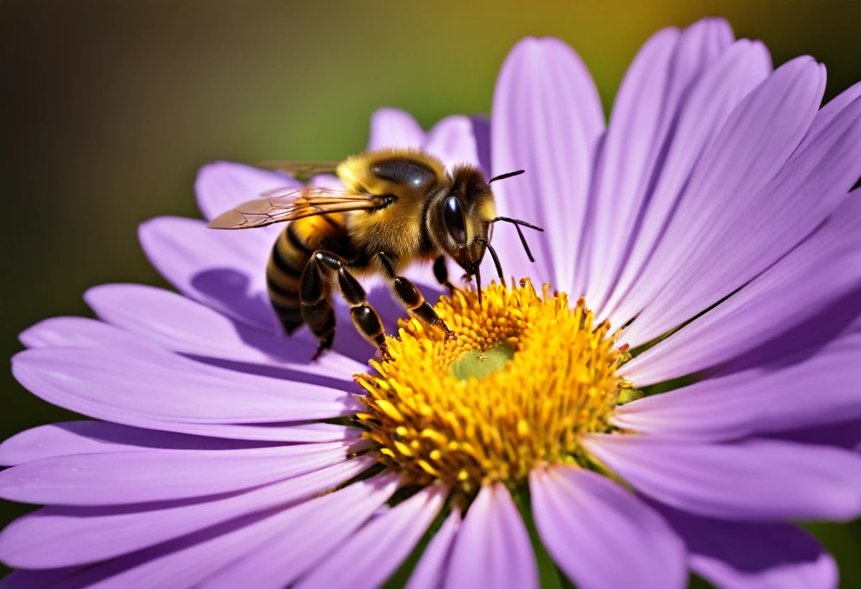 there is a bees that is sitting on a flower, Macro photography by Alexander Kucharsky., shutter stock, Great realism, (bees), closeup painting of bees, beesing happy, beess, Macro Photography Winner, made of beess, 8K macro photography, Portrait, Beautiful, realistic visuals, 3 d bees, Warm and fun atmosphere, close vertical, bees