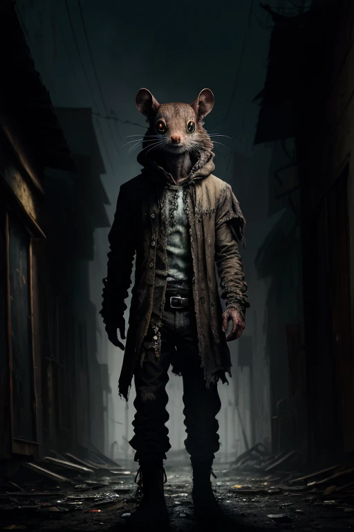 A highly detailed, hyper-realistic, 8K image of a menacing zombie, draped in tattered rags that resemble a shroud, standing vigilantly in a dimly lit, grimy alleyway. His gaze is vacant, ghostly white eyes glowing ominously amidst the darkness, hinting at a malevolent presence. The image, bathed in a muted, eerie light, exudes an unsettling, apocalyptic atmosphere.
Meanwhile, high above in the same scene, a playful flying squirrel, with sleek black fur and vibrant cyan stripes, darted through the air. Its agile form
