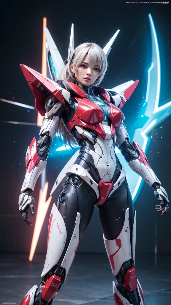 Textured skin, Super Detail, high details, High quality, Best Quality, hight resolution, 1080p, hard disk, Beautiful,(Arcee),beautiful cyborg woman,Mecha Cyborg Girl,Battle Mode,Girl with a Mecha Body,She wears a futuristic Arcee mech,Fulll body Shot