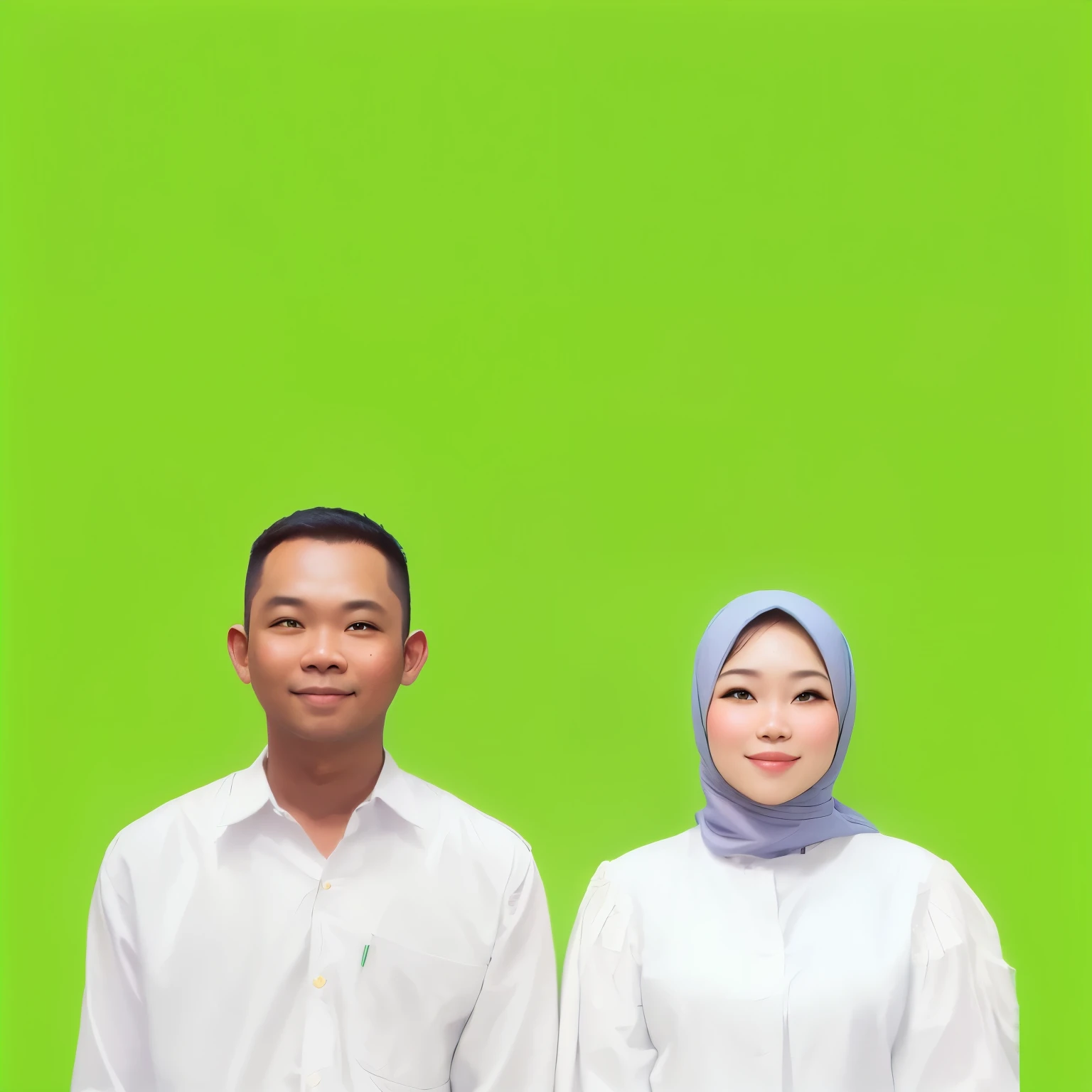 they are standing in front of a green screen with a green background, couple portrait, couples portrait, portrait of two people, couple, full protrait, happy couple, 2 people, protrait, two people, potrait, man and woman, couple pose, lovely couple, by Basuki Abdullah, portrait photo of a backdrop, green screen, background removed