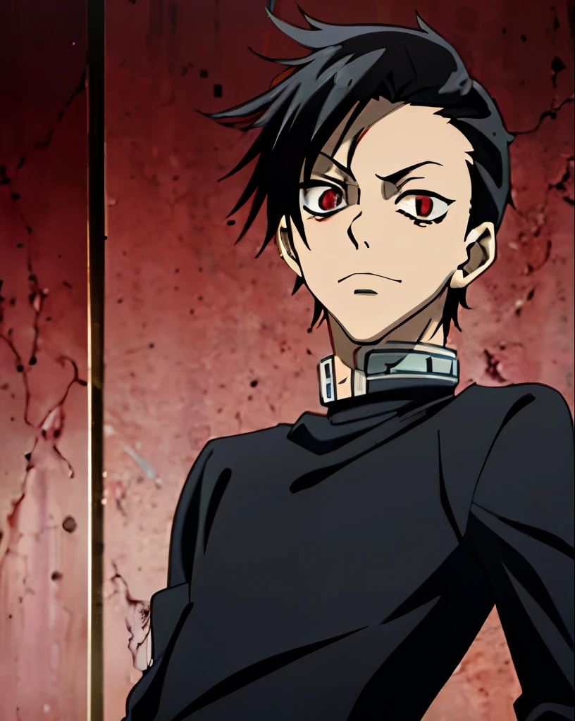 masterpiece, high quality, male, high resolution, absurdities, fine details, handsome, Deadman Wonderland scree Deadman Wonderland-inspired art, and bad boy, hair covering the right eye, eye bags, uninterested eyes, mysterious, handsome, punk clothing, smoking, punk hair, piercings