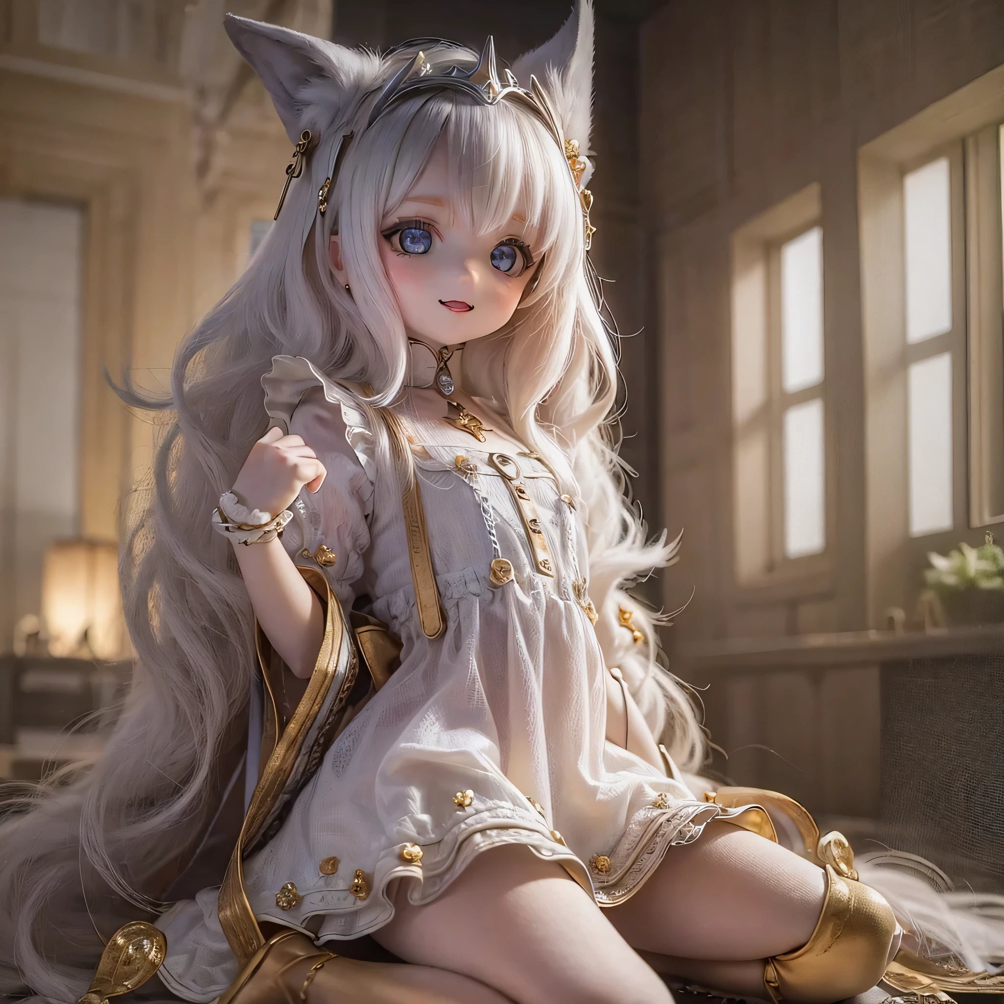 (highest quality, High resolution, Realistic:1.37),Very detailed, Beautiful details,Beautiful lip detail,Very detailed目と顔,Long eyelashes,One Girl,Portraiture,Sharp focus,Vibrant colors,Soft lighting,Fenrir Girls,Fantasy elements,Snow Scene,ice magic,Flowing hair,Heavenly beauty(((((whole body)))))(((((Princess Dress)))))cute yo cute whole body (((Cute pose)))(((((((ch)))))(((pretty girl)))flat chest shoesタイツ contrapposto、Smiling in a short dress
