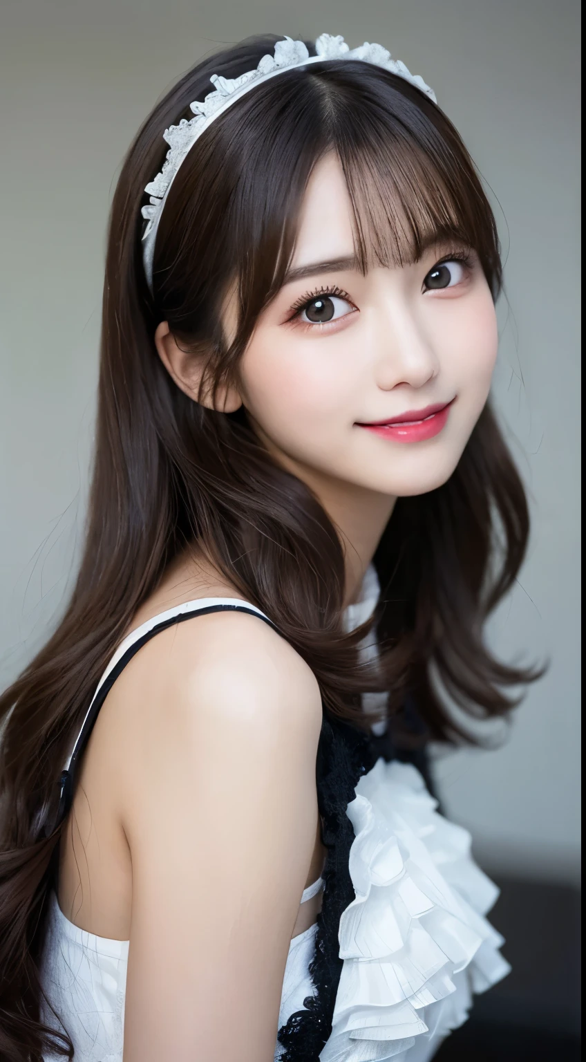 Tabletop, highest quality, shape, Very detailed, finely, High resolution, 8k wallpaper, 完璧なダイナミックな構shape, Beautiful and exquisite,ランダムなcute髪,,Natural color lip, Bold sexy pose,smile、20-year-old girl、cute、Looking into the camera,Always blur the background,Perfect and beautiful face,Slim face and figure,Big eyes、Putting on gal makeup,Small face,Shooting from below、Blurred Background,Elegant feminine face、smile、Actual Photos、Adult Lolita Fashion
