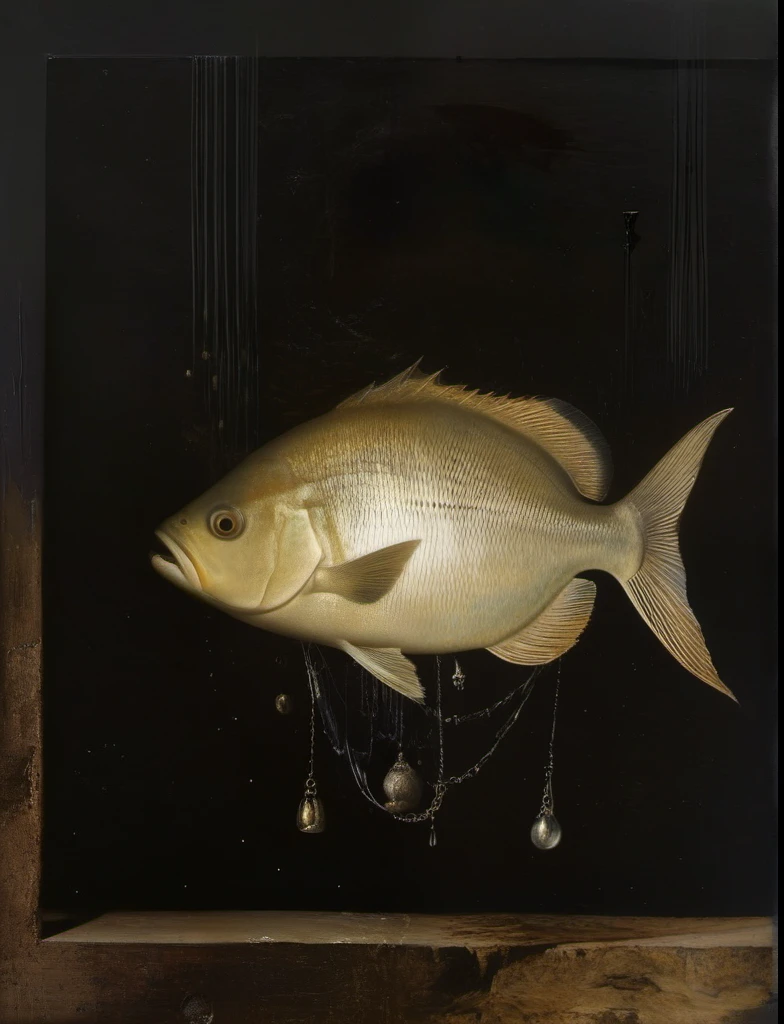 James Gurney, Surrealist art , dream-like, Mysterious, Provocative, symbolic, Complex, detailed,, (Gothic but very beautiful:1.4), (masterpiece, highest quality:1.4) , Nicola Samori Style, Small and beautiful fish