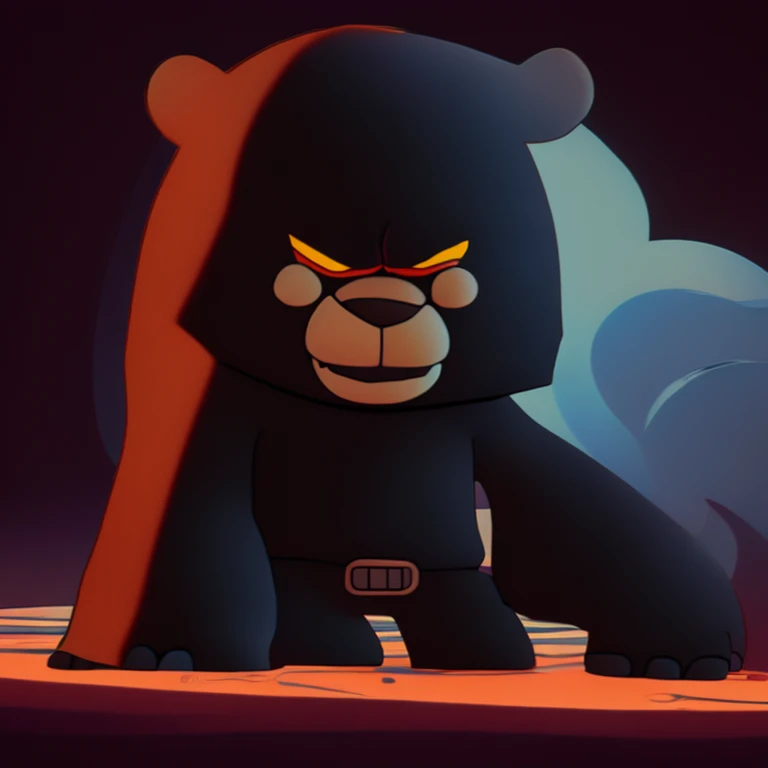 there is a cartoon character on a computer screen with a black background, angry bear, gumball watterson, animation character, cooky, angry 8 k, discord profile picture, animated character design, it is visibly angry at the tv, danbooru, inspired by Zhu Da, reddit, with a black background, inspired by Luo Ping