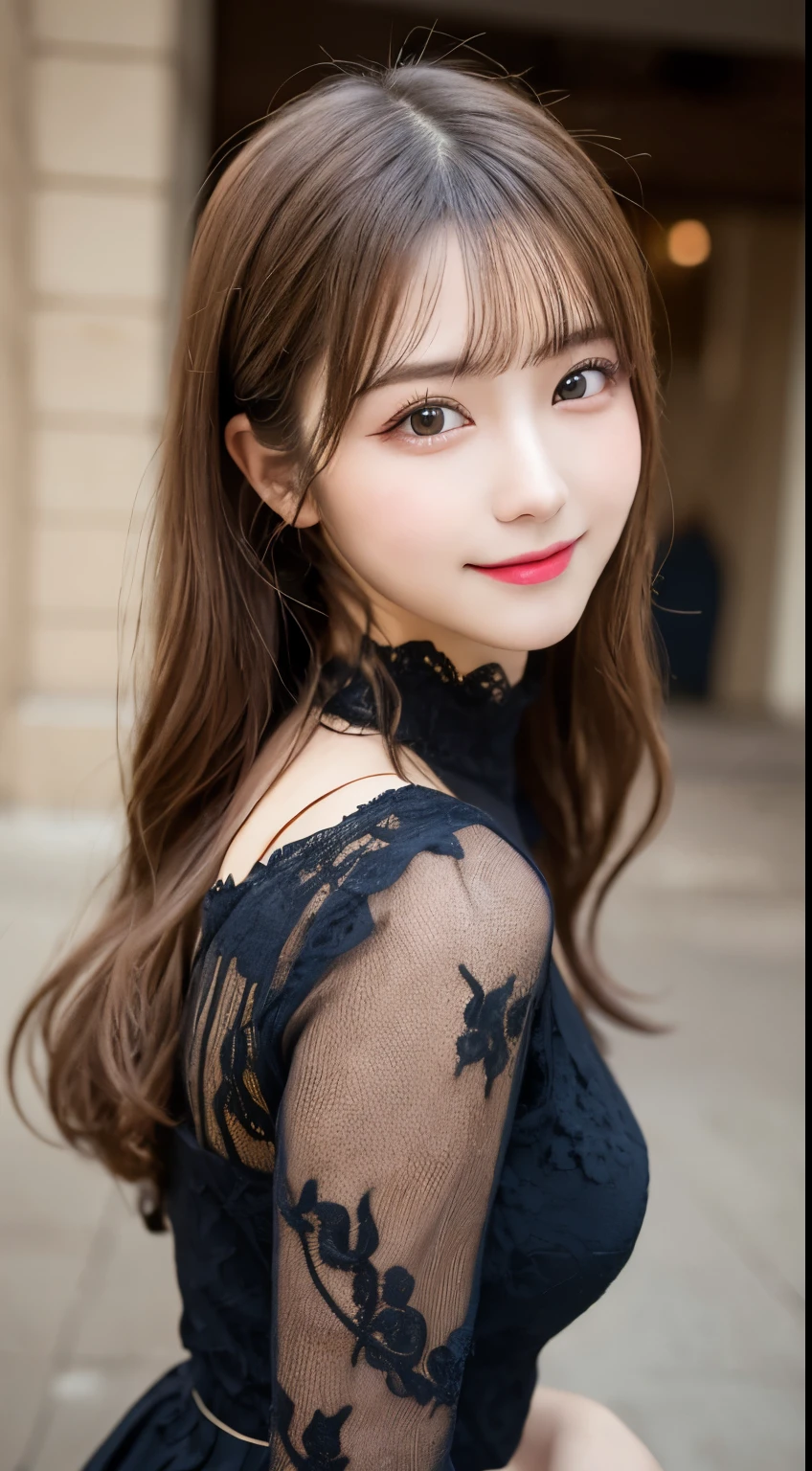 Tabletop, highest quality, shape, Very detailed, finely, High resolution, 8k wallpaper, 完璧なダイナミックな構shape, Beautiful and exquisite,ランダムなcute髪,,Natural color lip, Bold sexy pose,smile、20-year-old girl、cute、Looking into the camera,Always blur the background,Perfect and beautiful face,Slim face and figure,Big eyes、Putting on gal makeup,Small face,Shooting from below、Blurred Background,Elegant feminine face、smile、Actual Photos、Adult Lolita Fashion