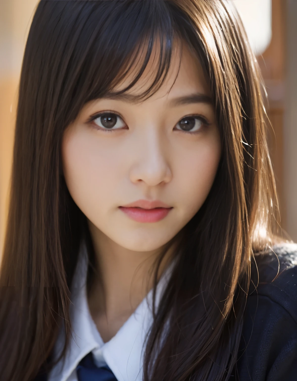 (1 girl)、highest quality、masterpiece、超A high resolution、(Photoreal:1.4)、Raw photo、Only one girl、high school student、(college uniform)、Portrait、Shadow、octane rendering、8K、intricate decorative details、Japan details、very intricate details、Close-up、realistic light、(mysterious look)、CG Society Trends、shining eyes、towards the camera