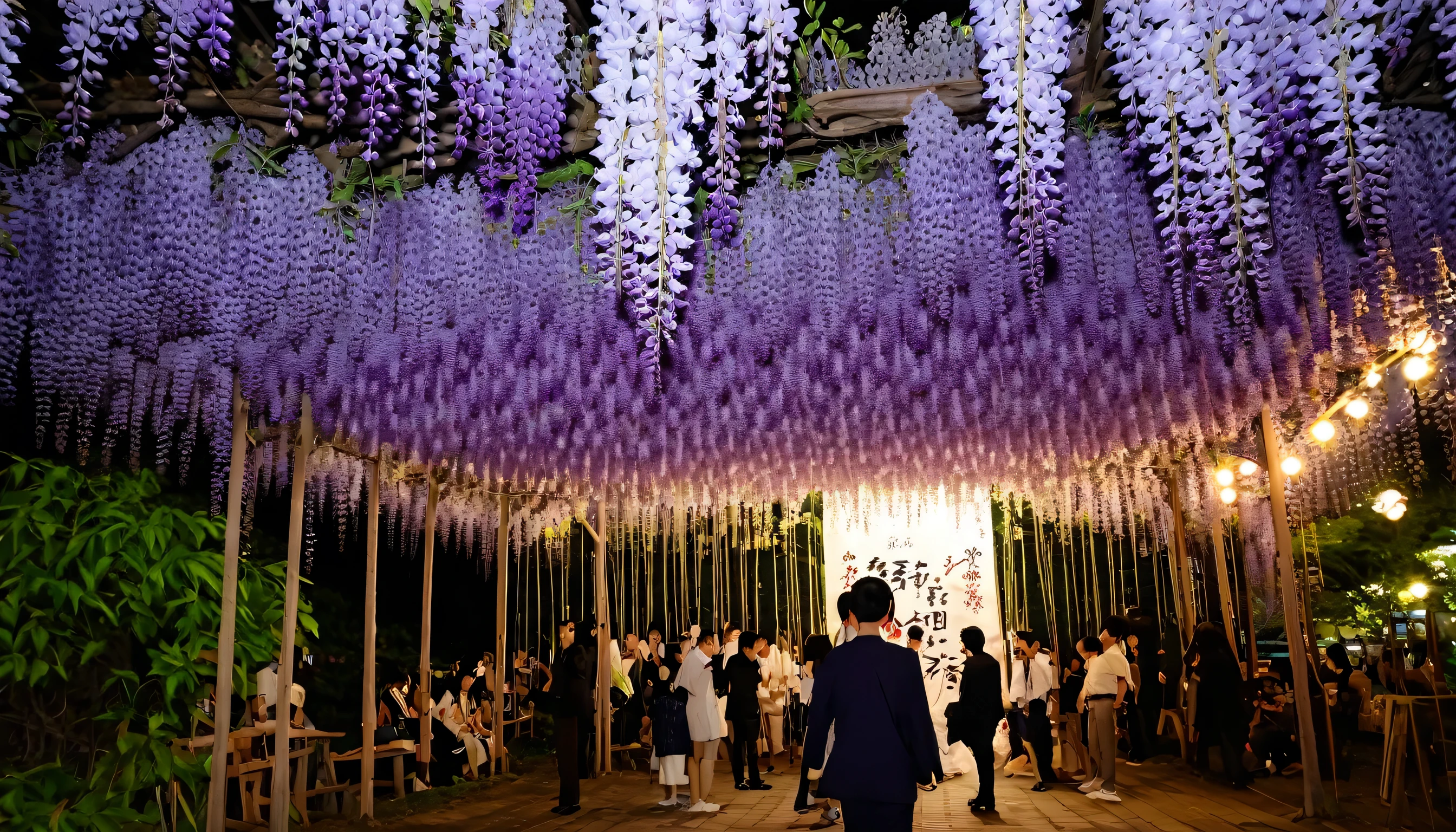 Wisteria flower、evening、Lots of Wisteria flowers、Festivals、Beautiful man
