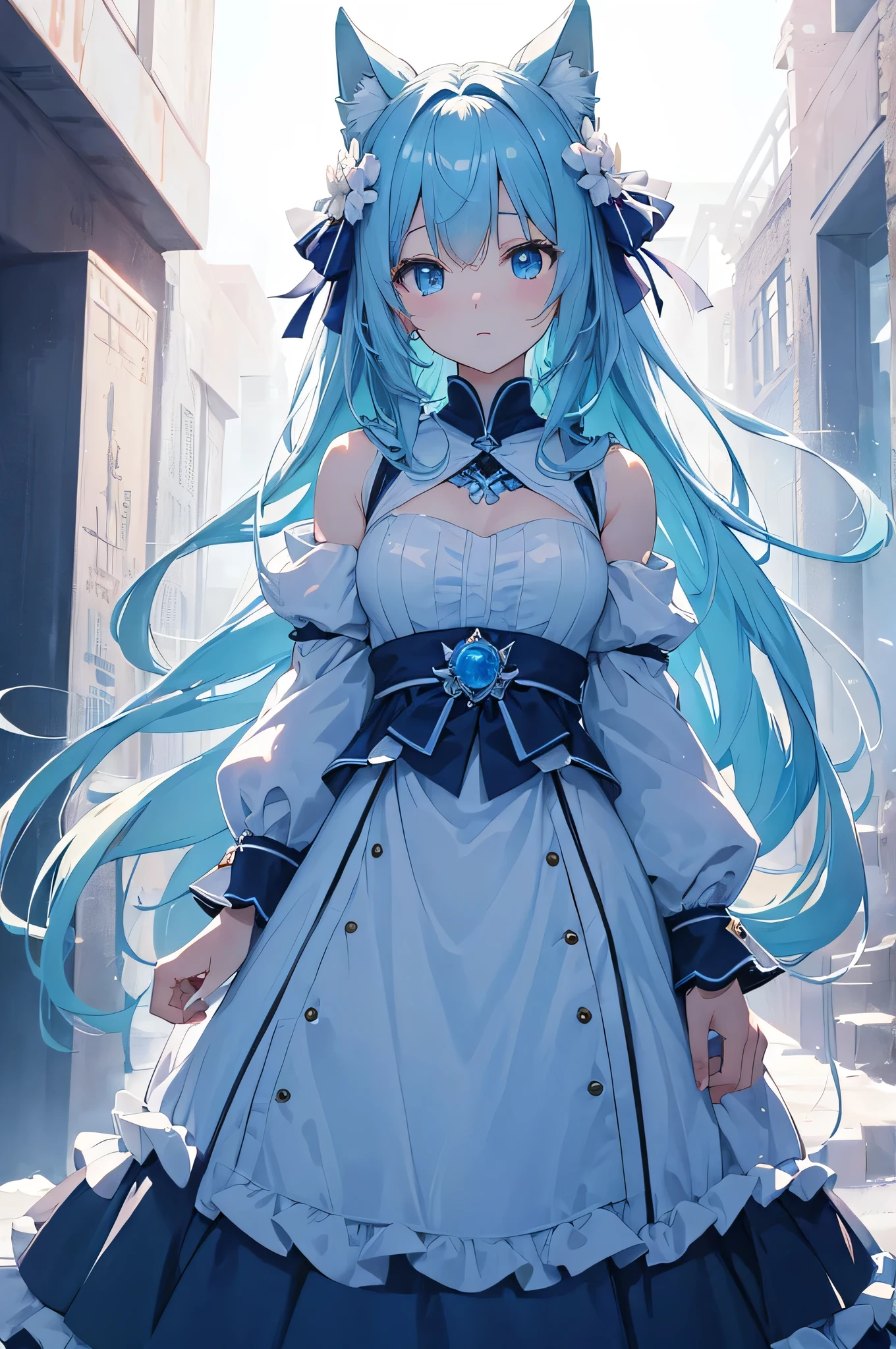 (masterpiece)), ((highest quality)), ((High resolution)), ((In detail))、Anime style white woman、theme: sky blue、Beautiful light、cute、beauty、
