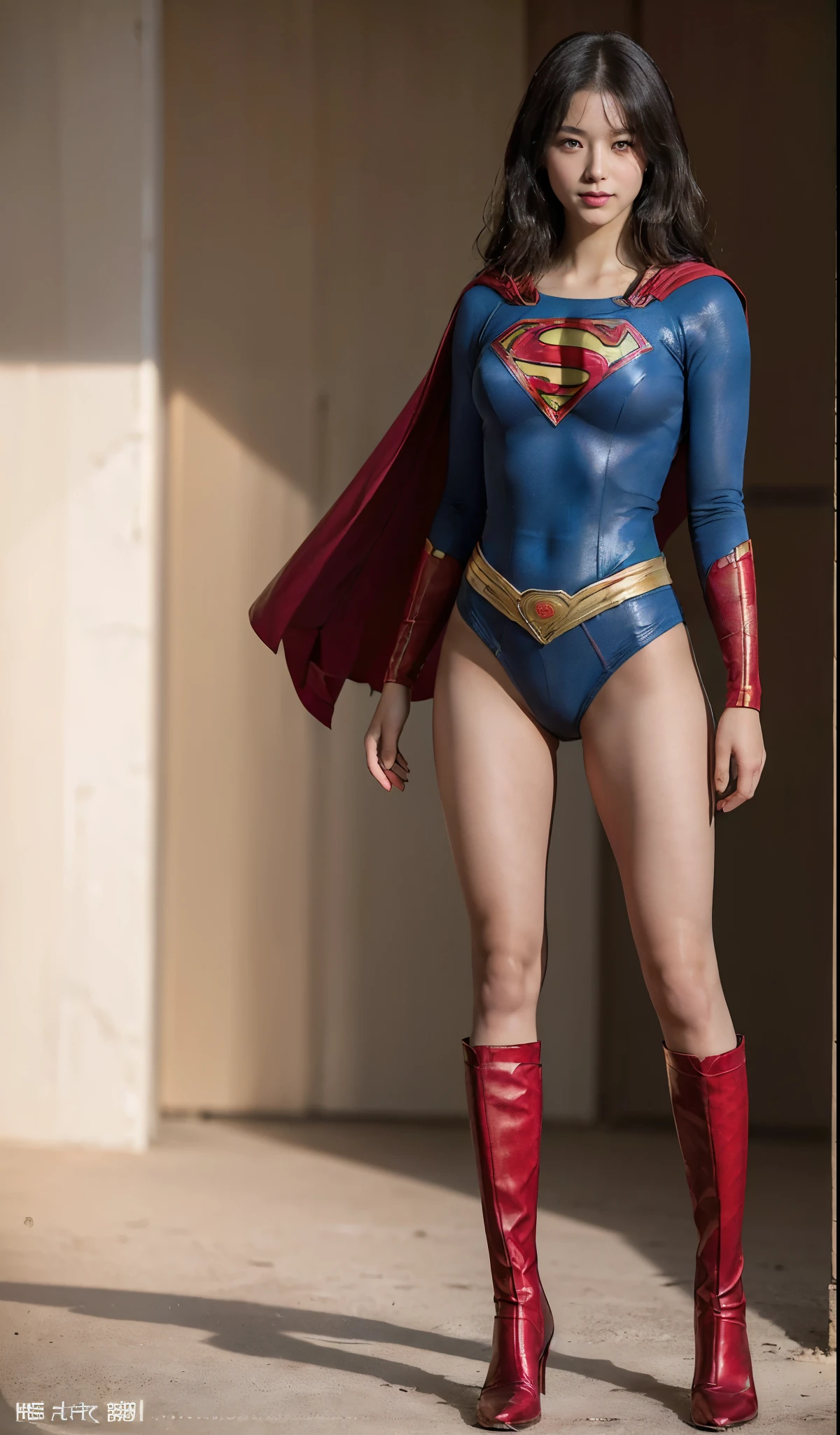 No background、(((Beautiful legs in black tights.)))、(((Legally express the beauty of your smile)))、((((Make the most of your original images)))、(((体にぴったりフィットするSupergirl Costume)))、(((Supergirl Costume)))、(((Beautiful hairstyle)))、(((She is winking cutely.)))、(((Please wear black tights....、Wear red boots)))、((Best image quality、8k))、((highest quality、8k、masterpiece:1.3))、(((Preserve background )))、Sharp focus:1.2、Beautiful woman with perfect figure:1.4、Slim Abs:1.2、Wet body:1.5、Highly detailed face and skin texture、8k