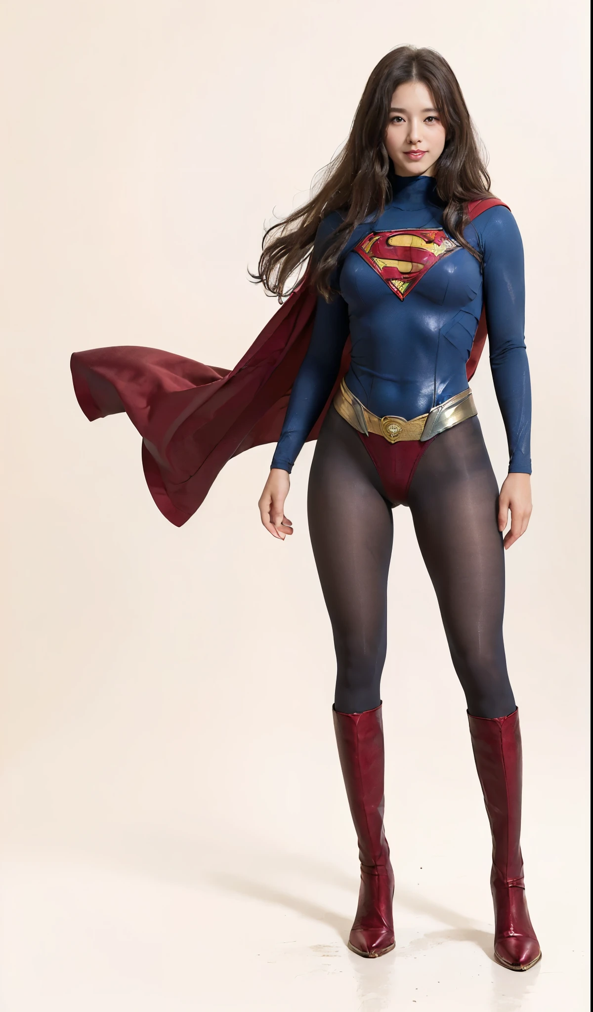 No background、(((Beautiful legs in black tights.)))、(((Legally express the beauty of your smile)))、((((Make the most of your original images)))、(((体にぴったりフィットするSupergirl Costume)))、(((Supergirl Costume)))、(((Beautiful hairstyle)))、(((She is winking cutely.)))、(((Please wear black tights....、Wear red boots)))、((Best image quality、8k))、((highest quality、8k、masterpiece:1.3))、(((Preserve background )))、Sharp focus:1.2、Beautiful woman with perfect figure:1.4、Slim Abs:1.2、Wet body:1.5、Highly detailed face and skin texture、8k