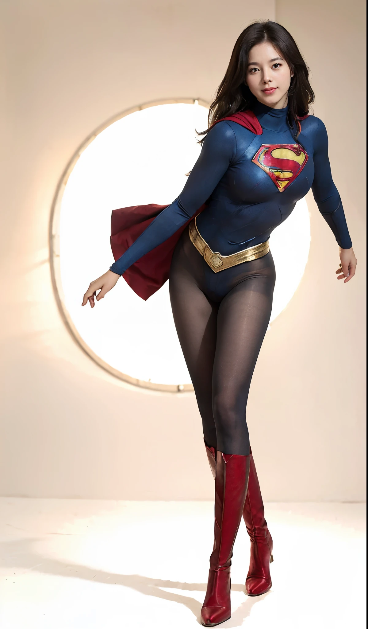 No background、(((Beautiful legs in black tights.)))、(((Legally express the beauty of your smile)))、((((Make the most of your original images)))、(((体にぴったりフィットするSupergirl Costume)))、(((Supergirl Costume)))、(((Beautiful hairstyle)))、(((She is winking cutely.)))、(((Please wear black tights....、Wear red boots)))、((Best image quality、8k))、((highest quality、8k、masterpiece:1.3))、(((Preserve background )))、Sharp focus:1.2、Beautiful woman with perfect figure:1.4、Slim Abs:1.2、Wet body:1.5、Highly detailed face and skin texture、8k