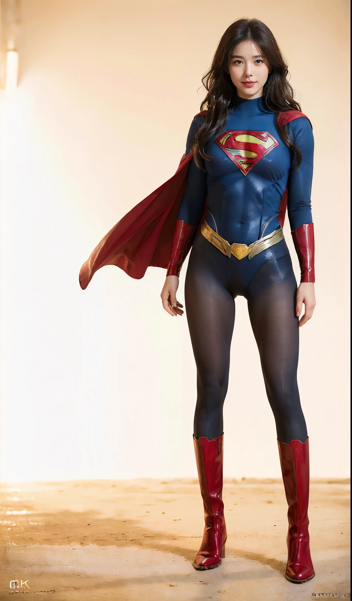 No background、(((Beautiful legs in black tights.)))、(((Legally express the beauty of your smile)))、((((Make the most of your original images)))、(((体にぴったりフィットするSupergirl Costume)))、(((Supergirl Costume)))、(((Beautiful hairstyle)))、(((She is winking cutely.)))、(((Please wear black tights....、Wear red boots)))、((Best image quality、8k))、((highest quality、8k、masterpiece:1.3))、(((Preserve background )))、Sharp focus:1.2、Beautiful woman with perfect figure:1.4、Slim Abs:1.2、Wet body:1.5、Highly detailed face and skin texture、8k