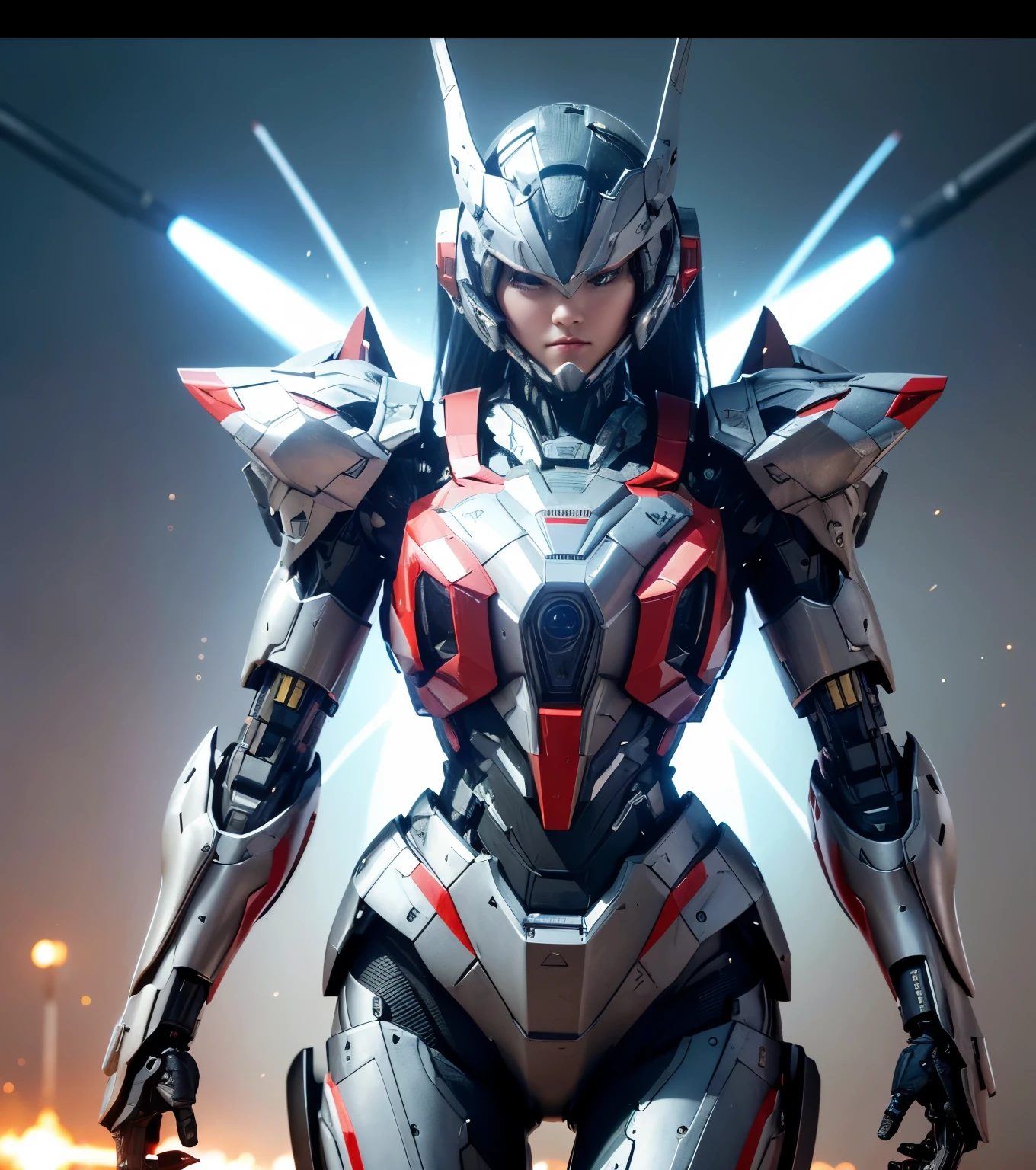  Super detailed, advanced details, high quality,  High resolution, 1080p, hard disk, beautiful,(war machine),Armor War,(Rocket Missile)Capture the big picture,beautiful,Mecha cyborg girl,battle mode,Mecha body girl,She is wearing a futuristic war machine weapon mecha