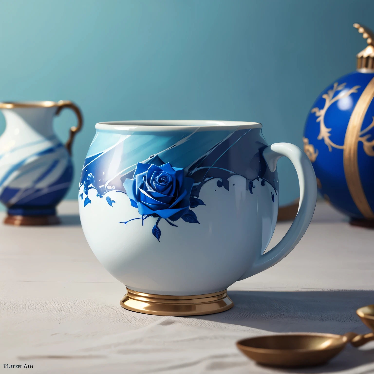 porcelain,cup,Ornaments,Be creative,Abstract,artistic,blue,Rose
